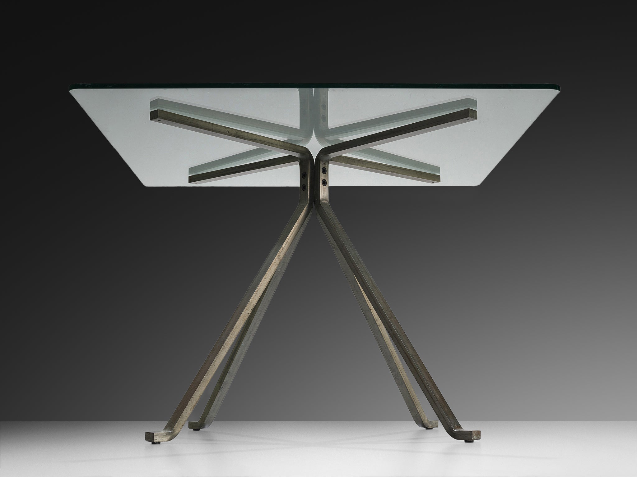 Enzo Mari for Driade 'Cugino' Table in Glass and Steel Tables Morentz