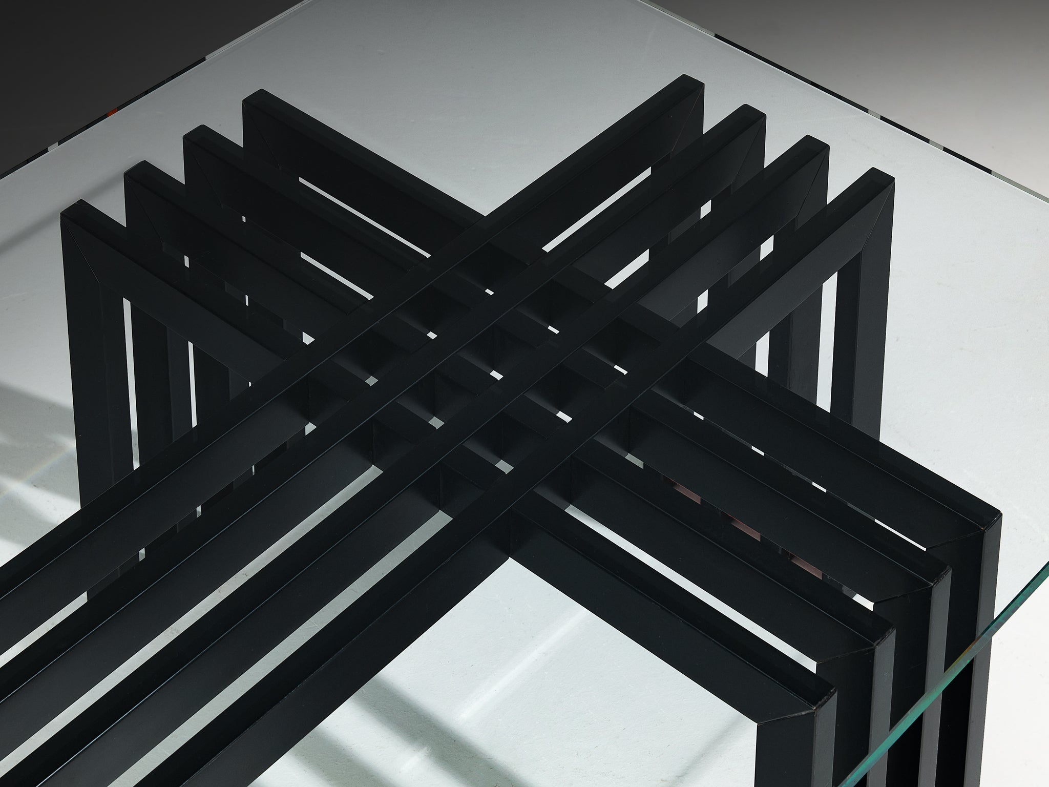 Architectural Coffee Table in Glass and Steel Tables Morentz