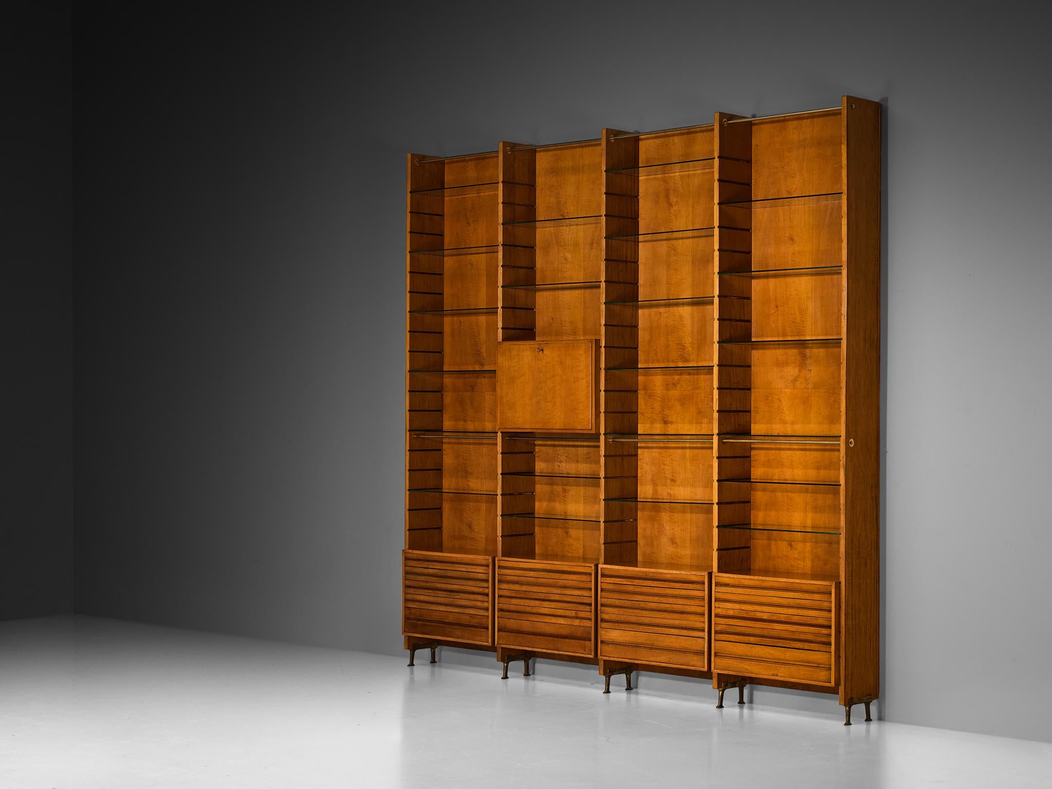 Studio B.B.P.R. Large Library in Walnut and Glass case pieces and storage cabinets Morentz