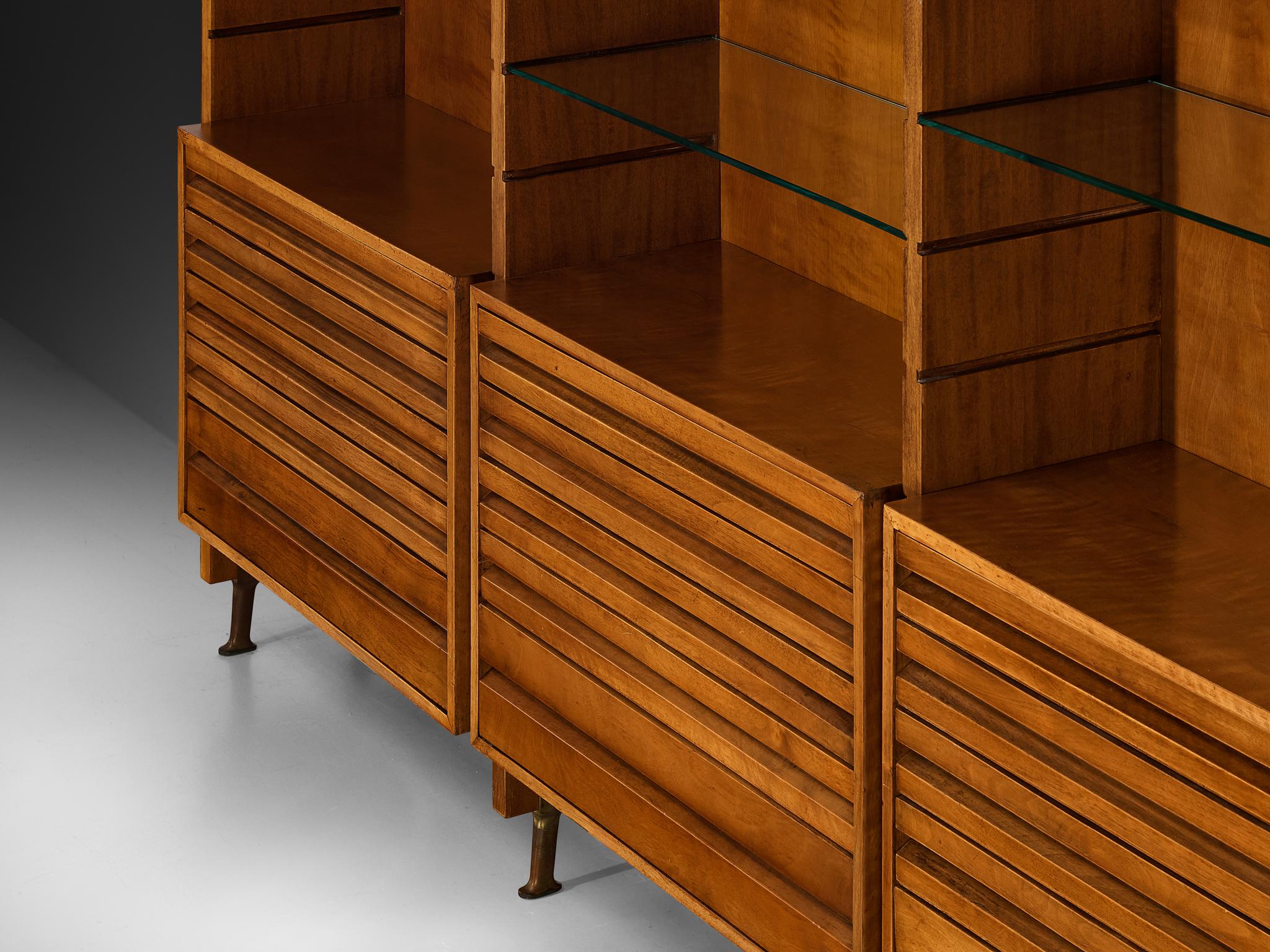 Studio B.B.P.R. Large Library in Walnut and Glass case pieces and storage cabinets Morentz