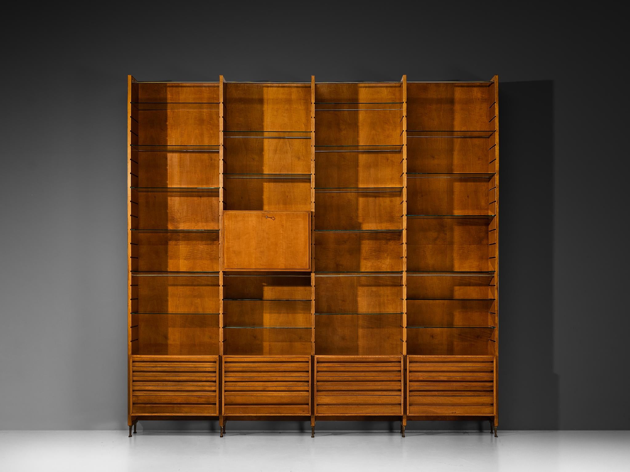 Studio B.B.P.R. Large Library in Walnut and Glass case pieces and storage cabinets Morentz