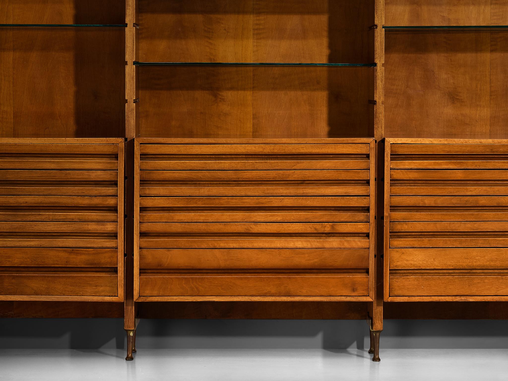 Studio B.B.P.R. Large Library in Walnut and Glass case pieces and storage cabinets Morentz