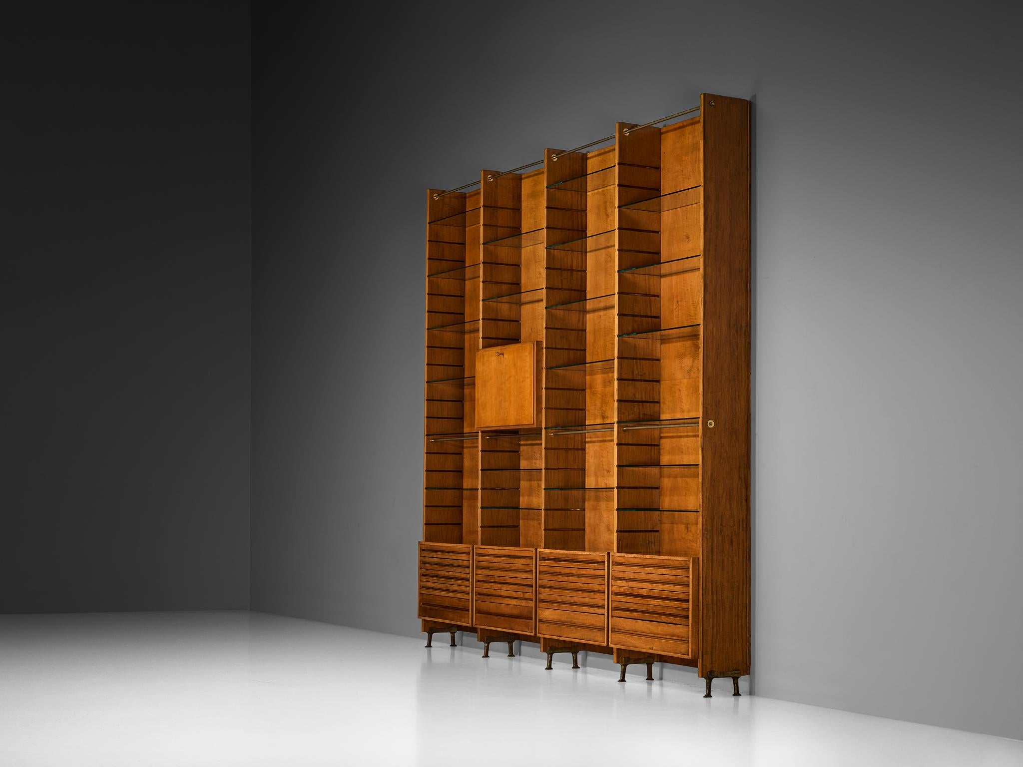 Studio B.B.P.R. Large Library in Walnut and Glass case pieces and storage cabinets Morentz