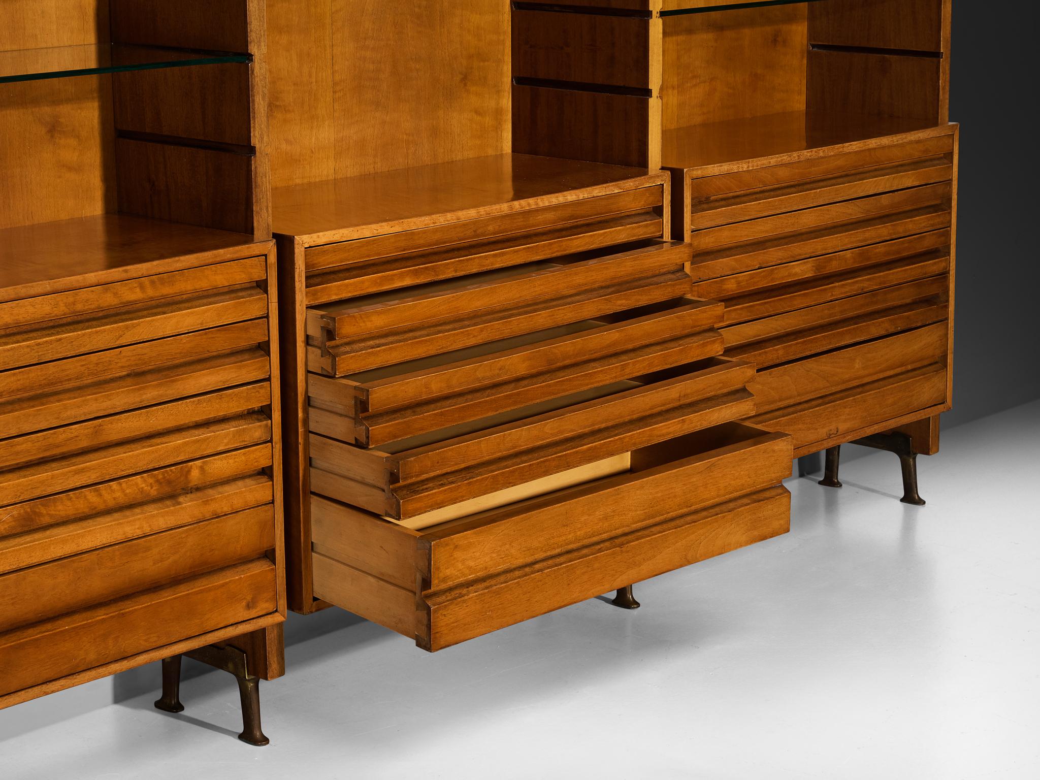 Studio B.B.P.R. Large Library in Walnut and Glass case pieces and storage cabinets Morentz