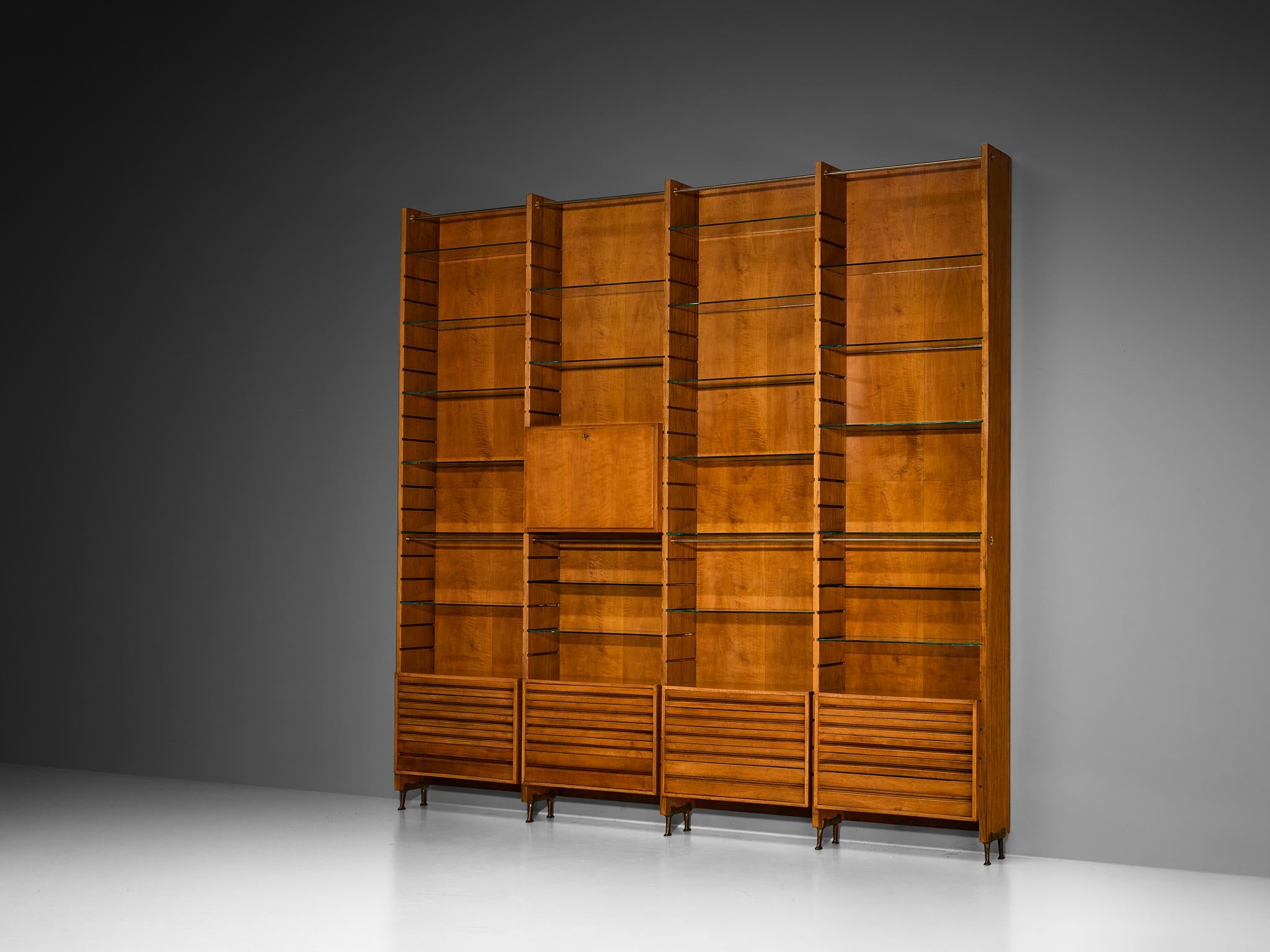 Studio B.B.P.R. Large Library in Walnut and Glass case pieces and storage cabinets Morentz