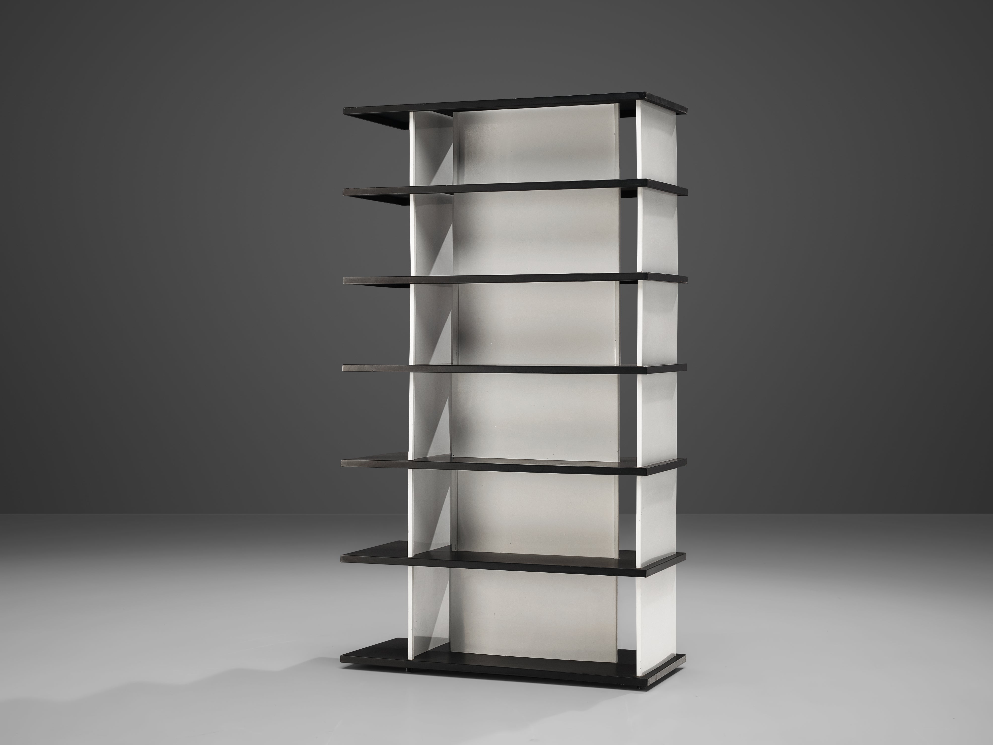 Wim Rietveld Free-Standing Bookcase in Black and White Metal case pieces and storage cabinets Morentz