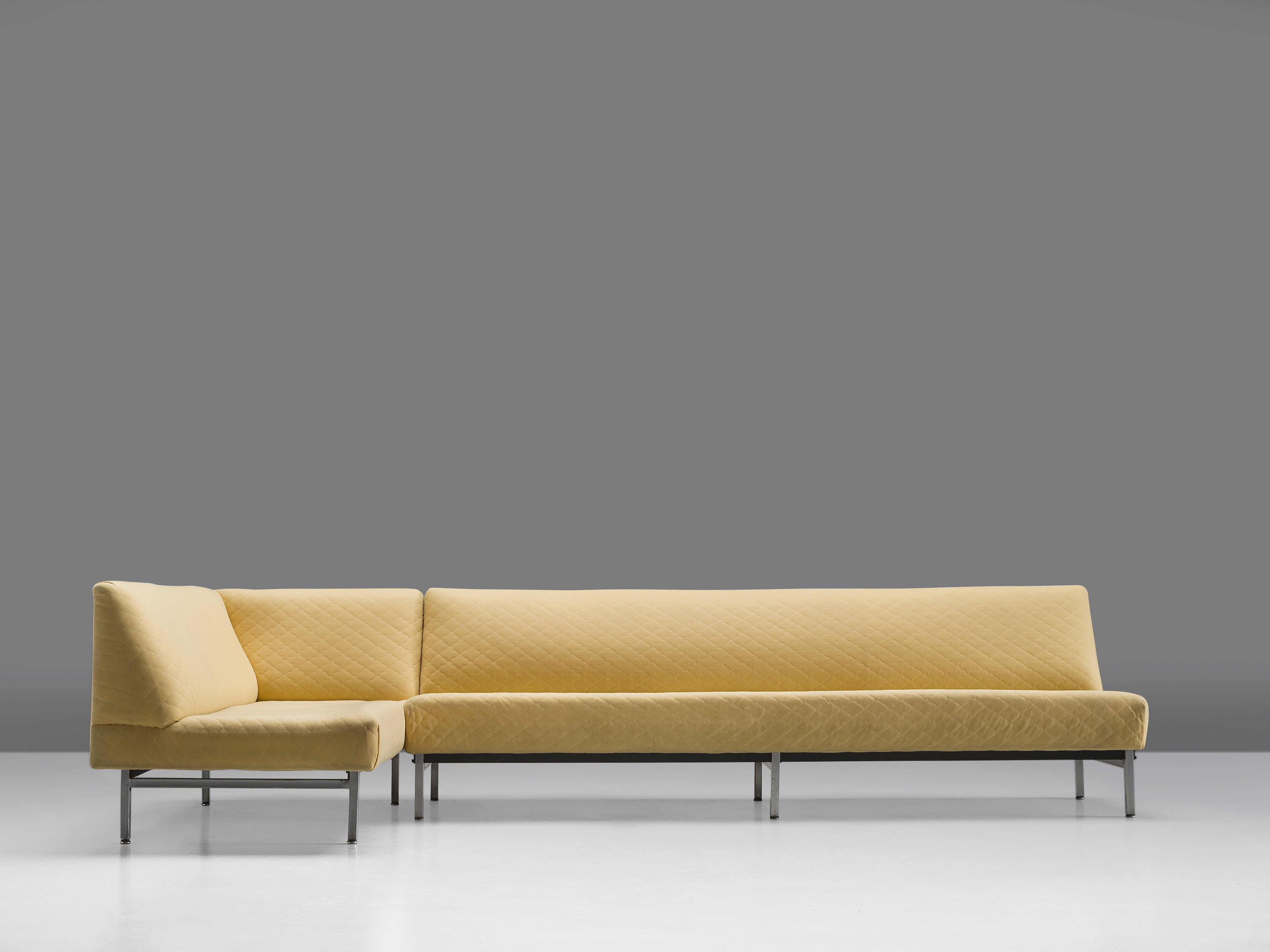 Modern American Sectional Corner Sofa in Structured Yellow Upholstery seating Morentz