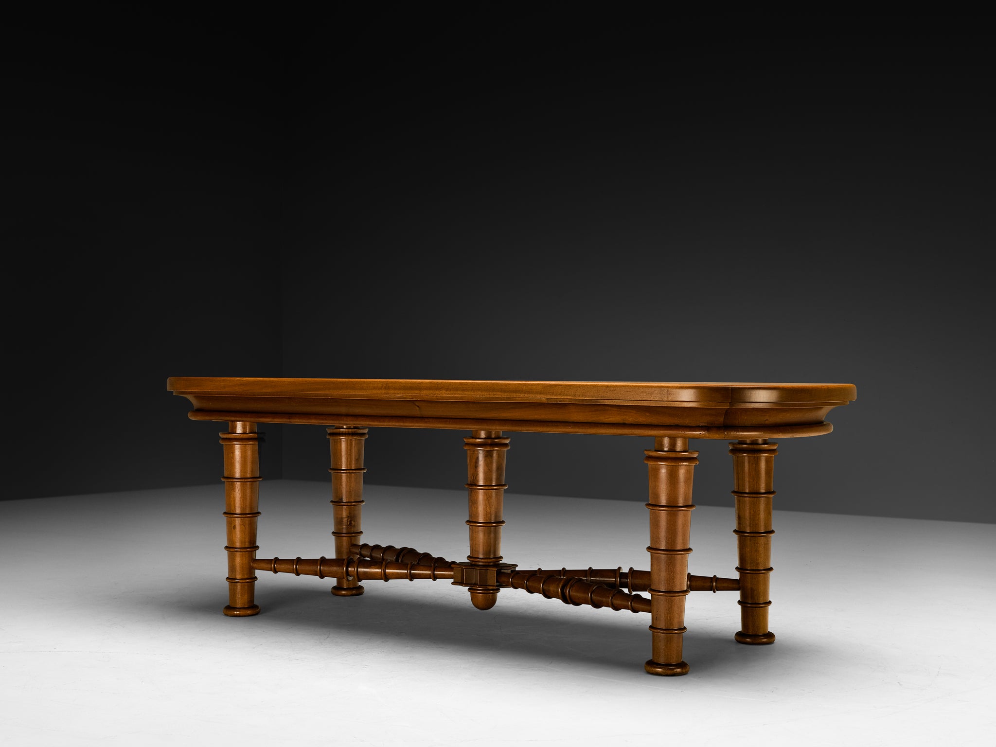 Italian Art Deco Dining Table in Walnut with Sculptural Base Tables Morentz