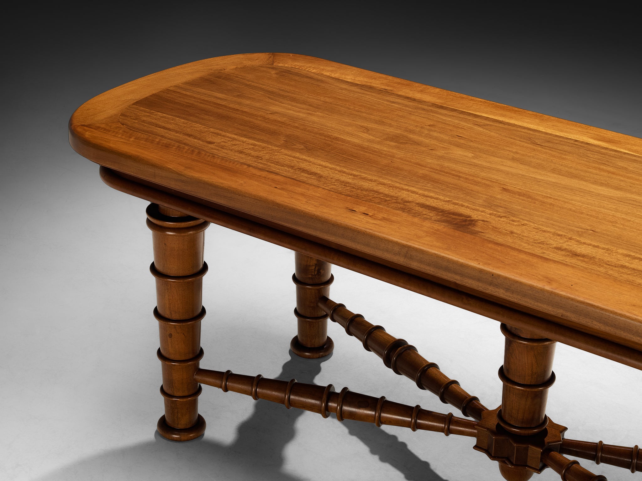 Italian Art Deco Dining Table in Walnut with Sculptural Base Tables Morentz