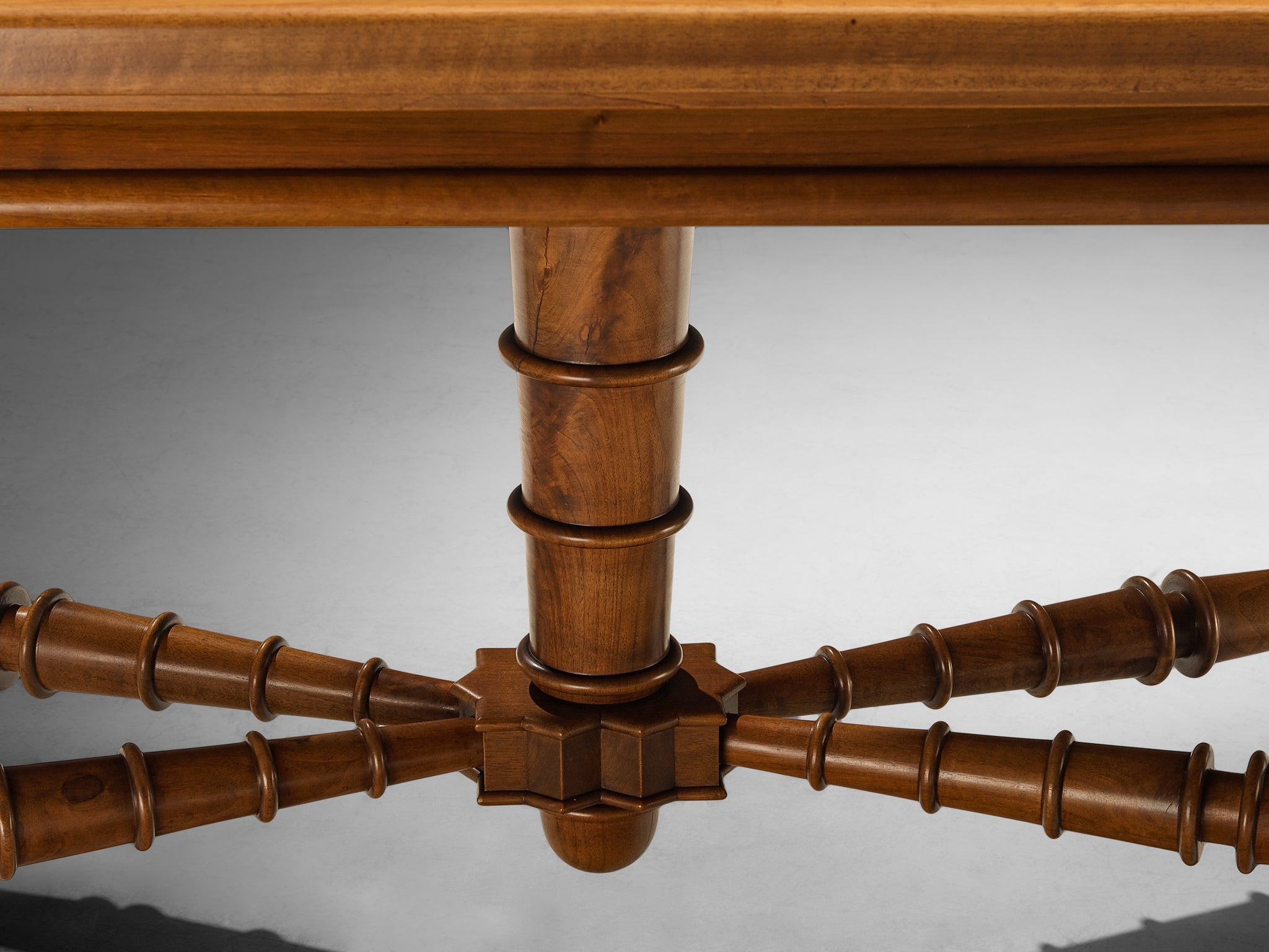 Italian Art Deco Dining Table in Walnut with Sculptural Base Tables Morentz