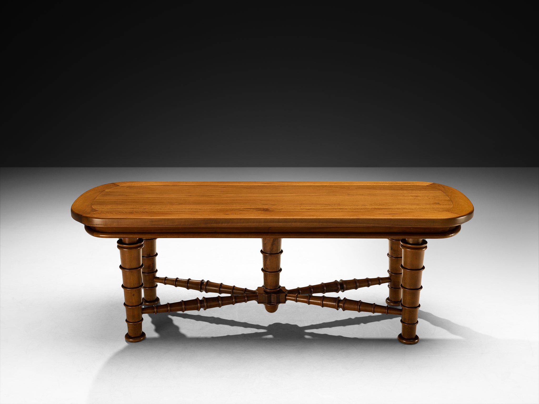 Italian Art Deco Dining Table in Walnut with Sculptural Base Tables Morentz