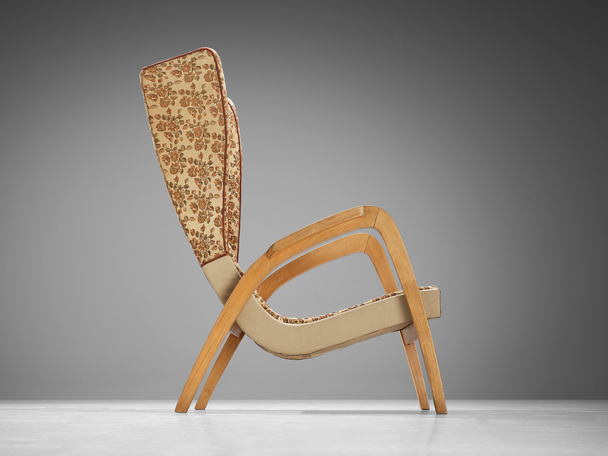 Wingback Armchair in Beige Floral Upholstery seating Morentz