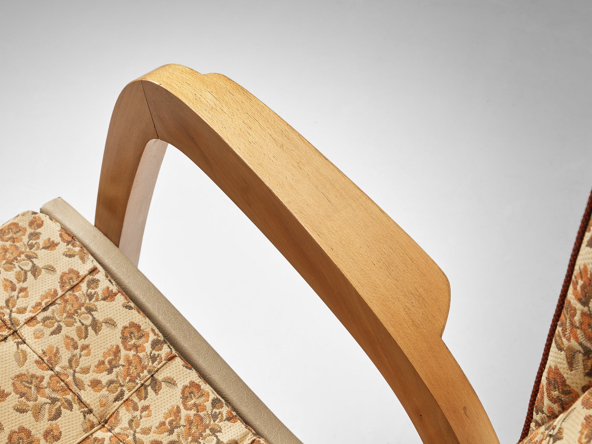 Wingback Armchair in Beige Floral Upholstery seating Morentz