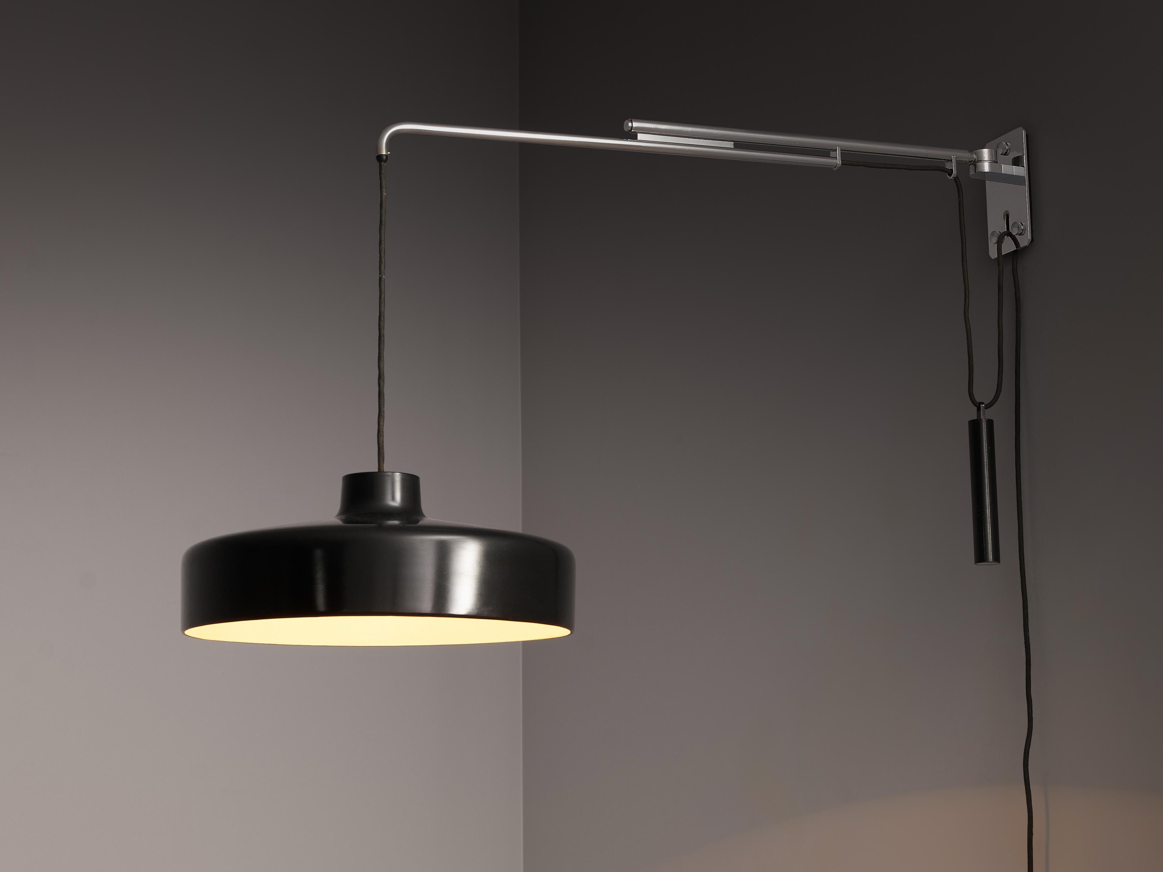 Gino Sarfatti for Arteluce '194N' Wall Light with Black Shade lighting Morentz