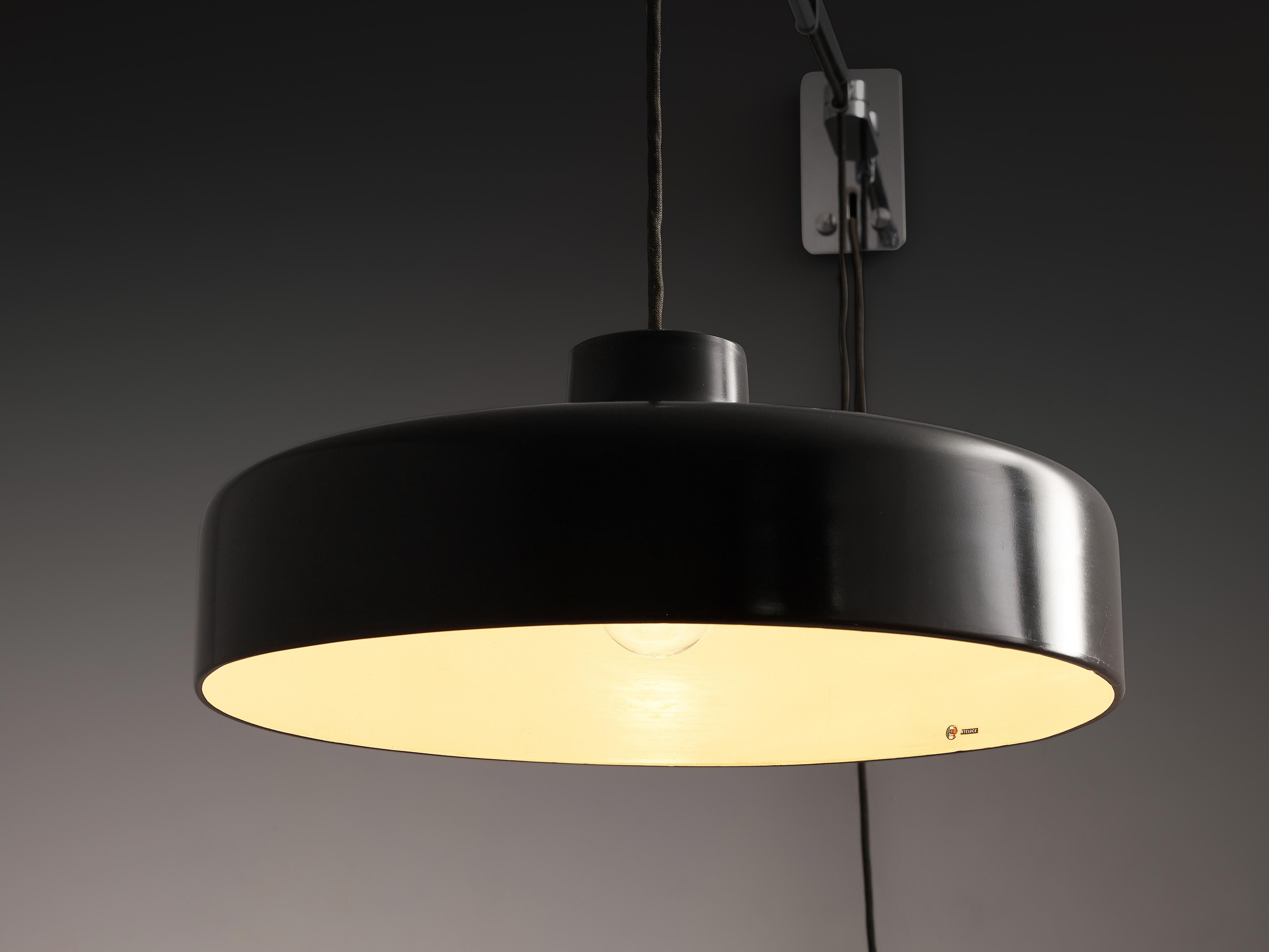 Gino Sarfatti for Arteluce '194N' Wall Light with Black Shade lighting Morentz