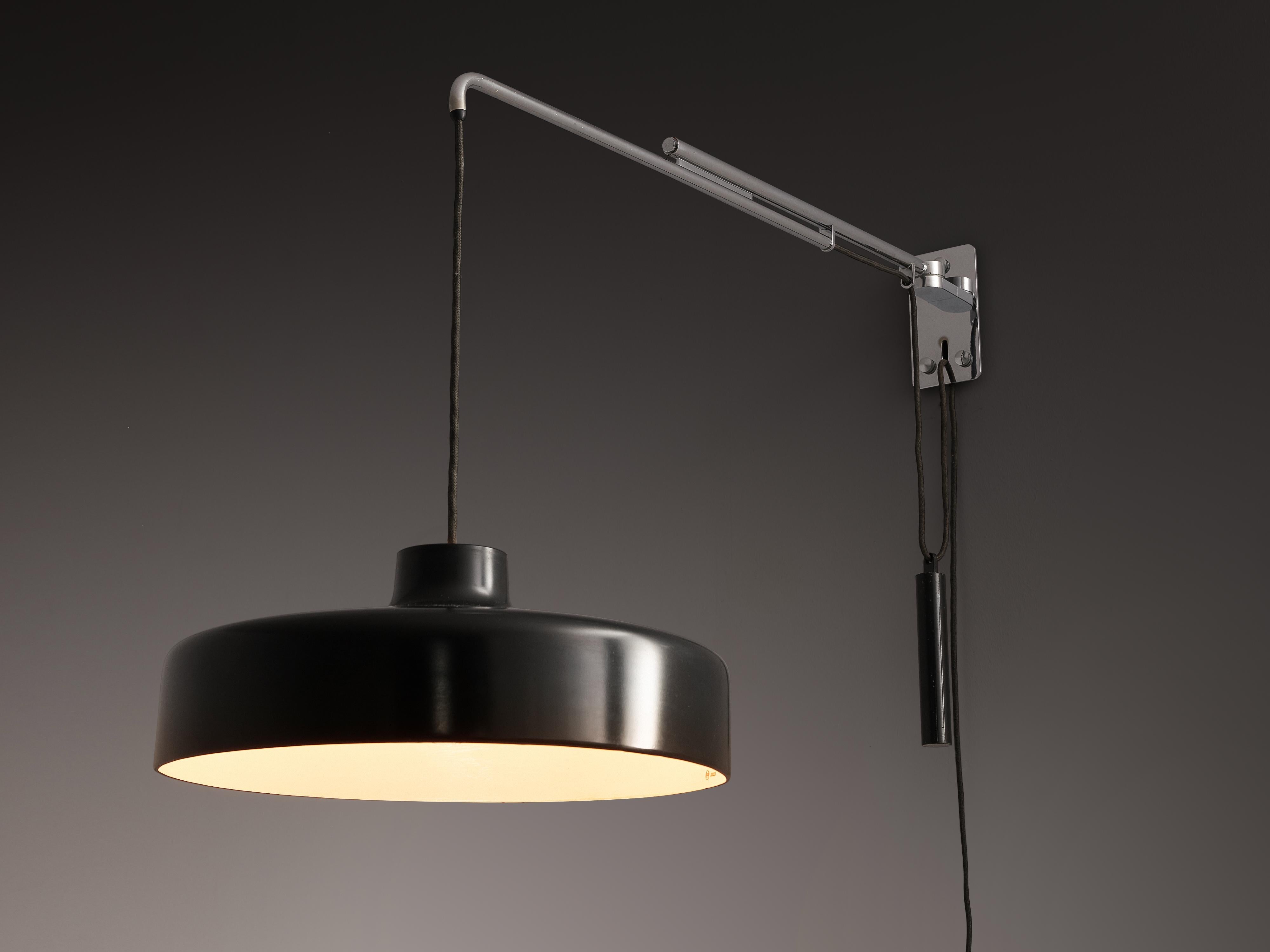 Gino Sarfatti for Arteluce '194N' Wall Light with Black Shade lighting Morentz