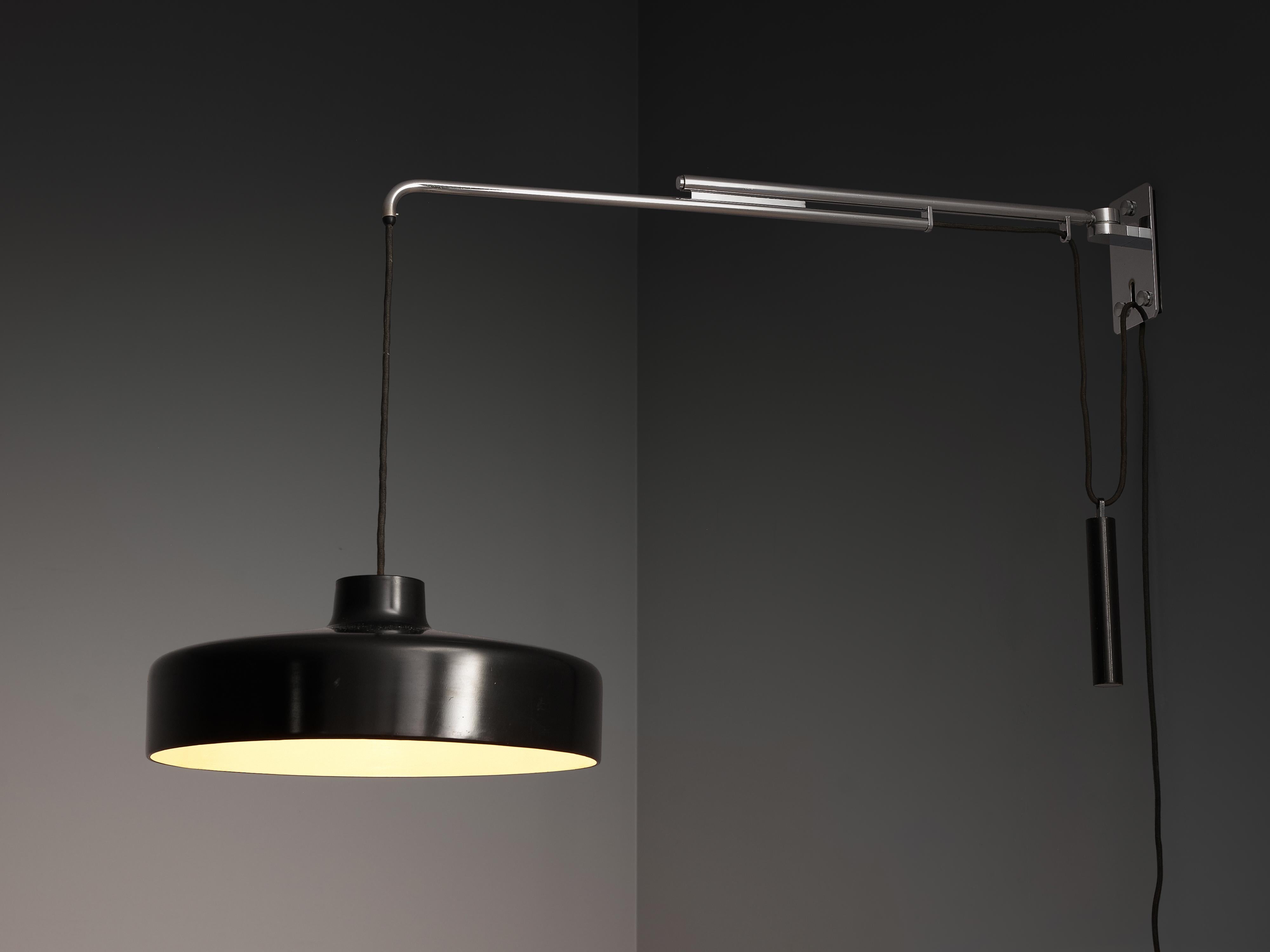 Gino Sarfatti for Arteluce '194N' Wall Light with Black Shade lighting Morentz