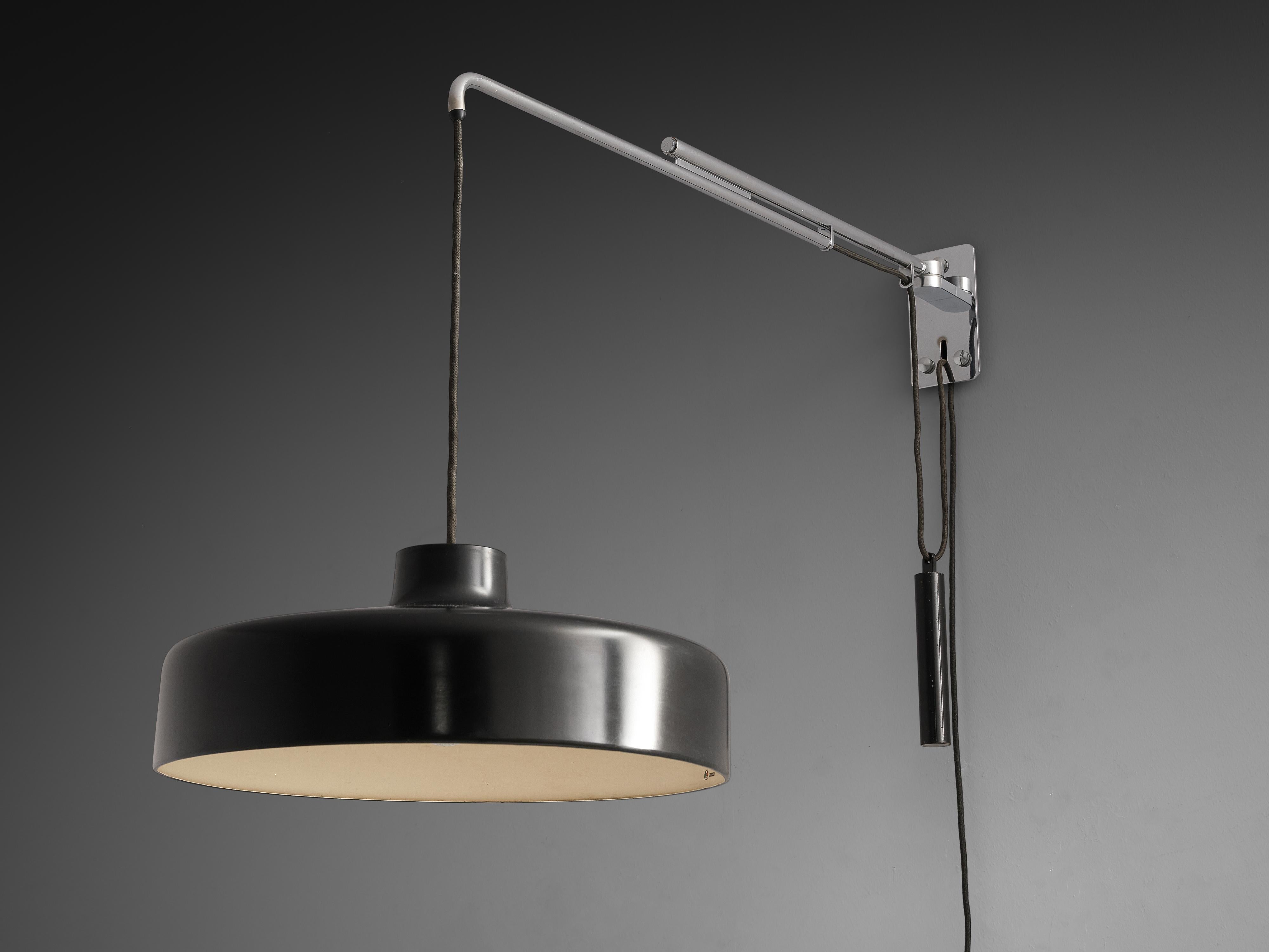Gino Sarfatti for Arteluce '194N' Wall Light with Black Shade lighting Morentz