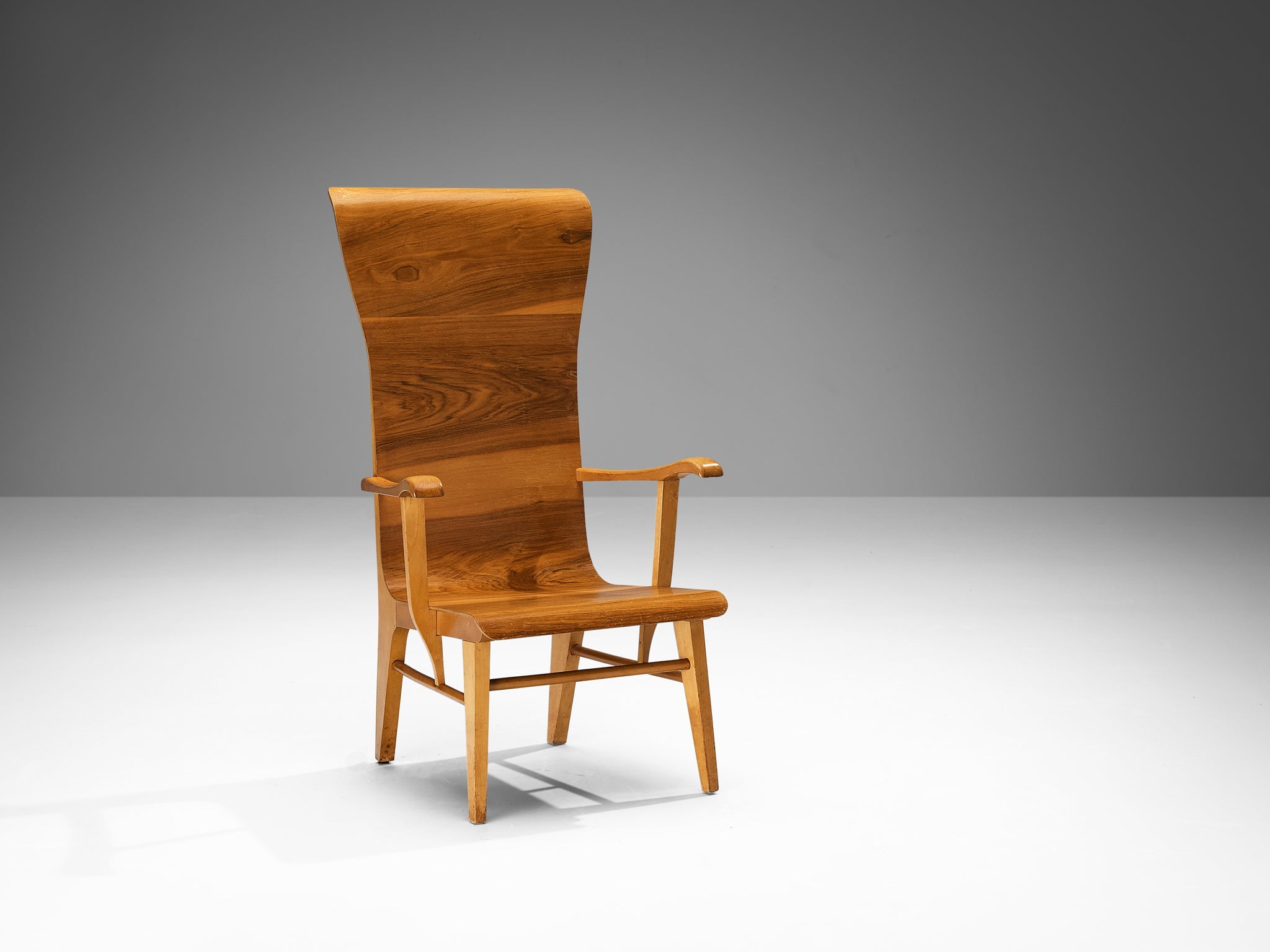 Auke Komter for Metz & Co Rare Armchair in Walnut Plywood seating Morentz