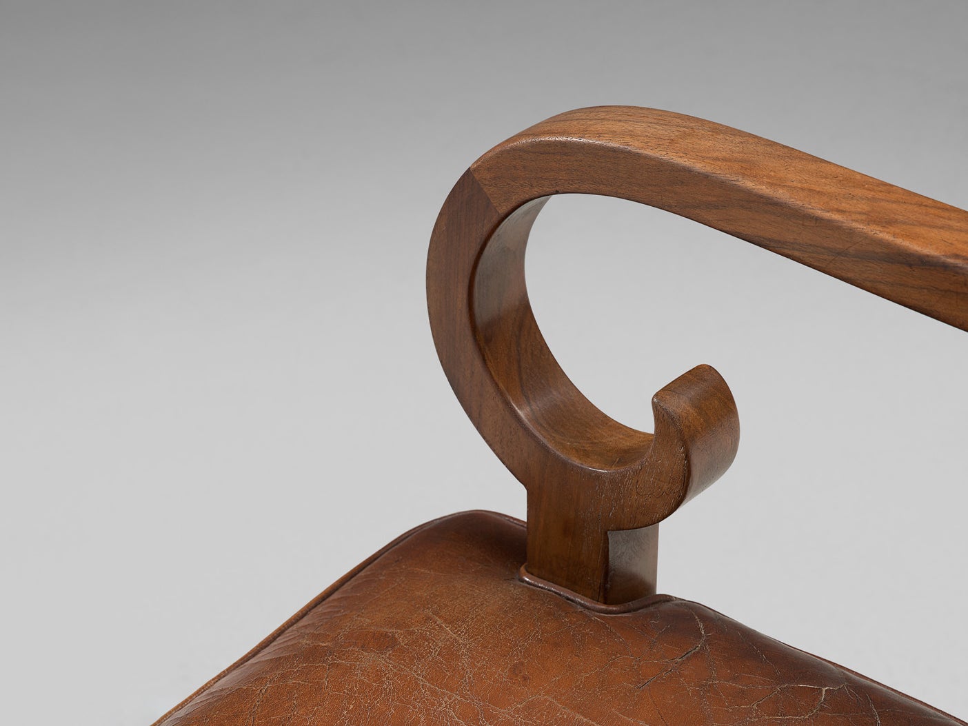 Danish Armchair in Original Leather and Walnut seating Morentz