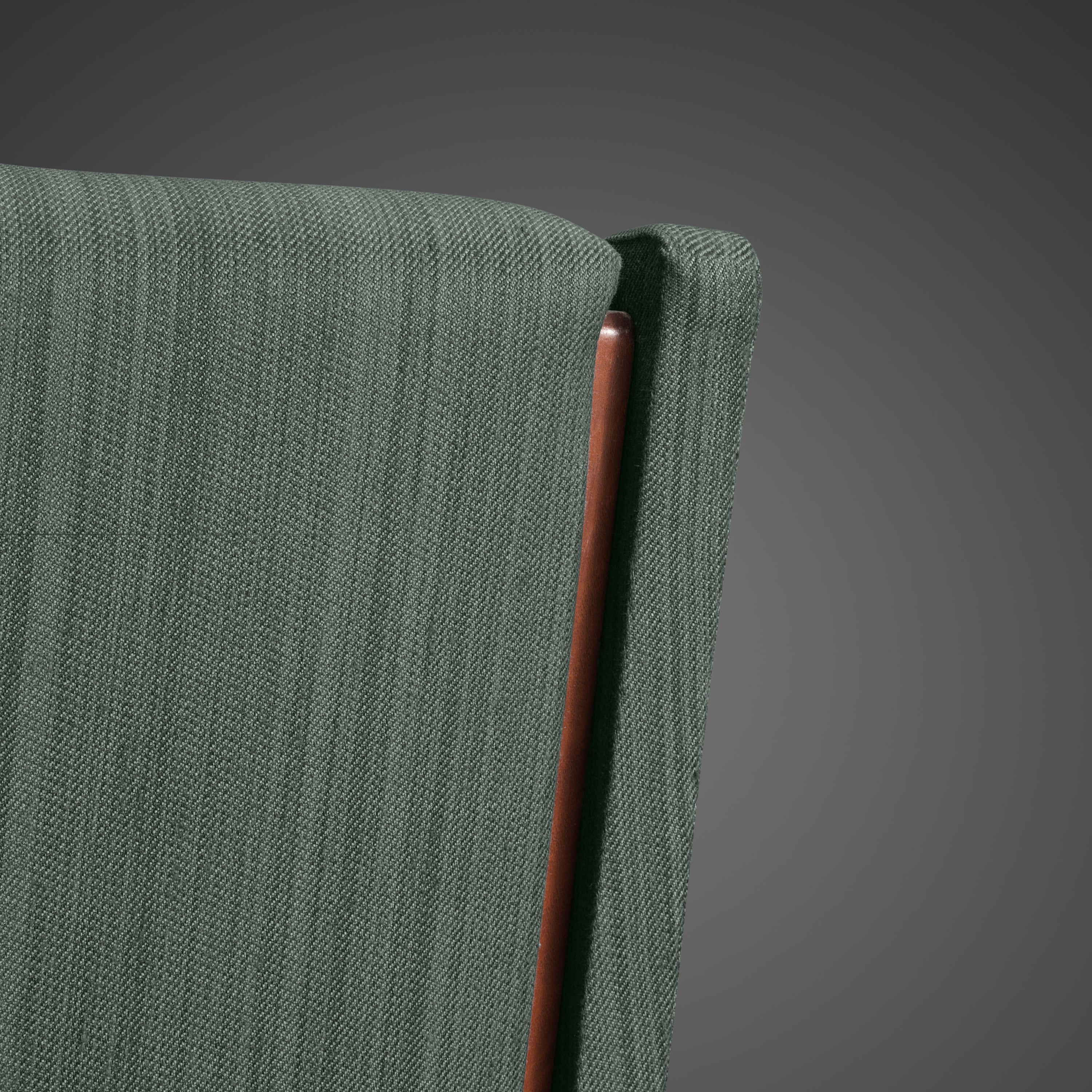 Gianfranco Frattini for Cassina Lounge Chair in Green Upholstery and Teak seating Morentz