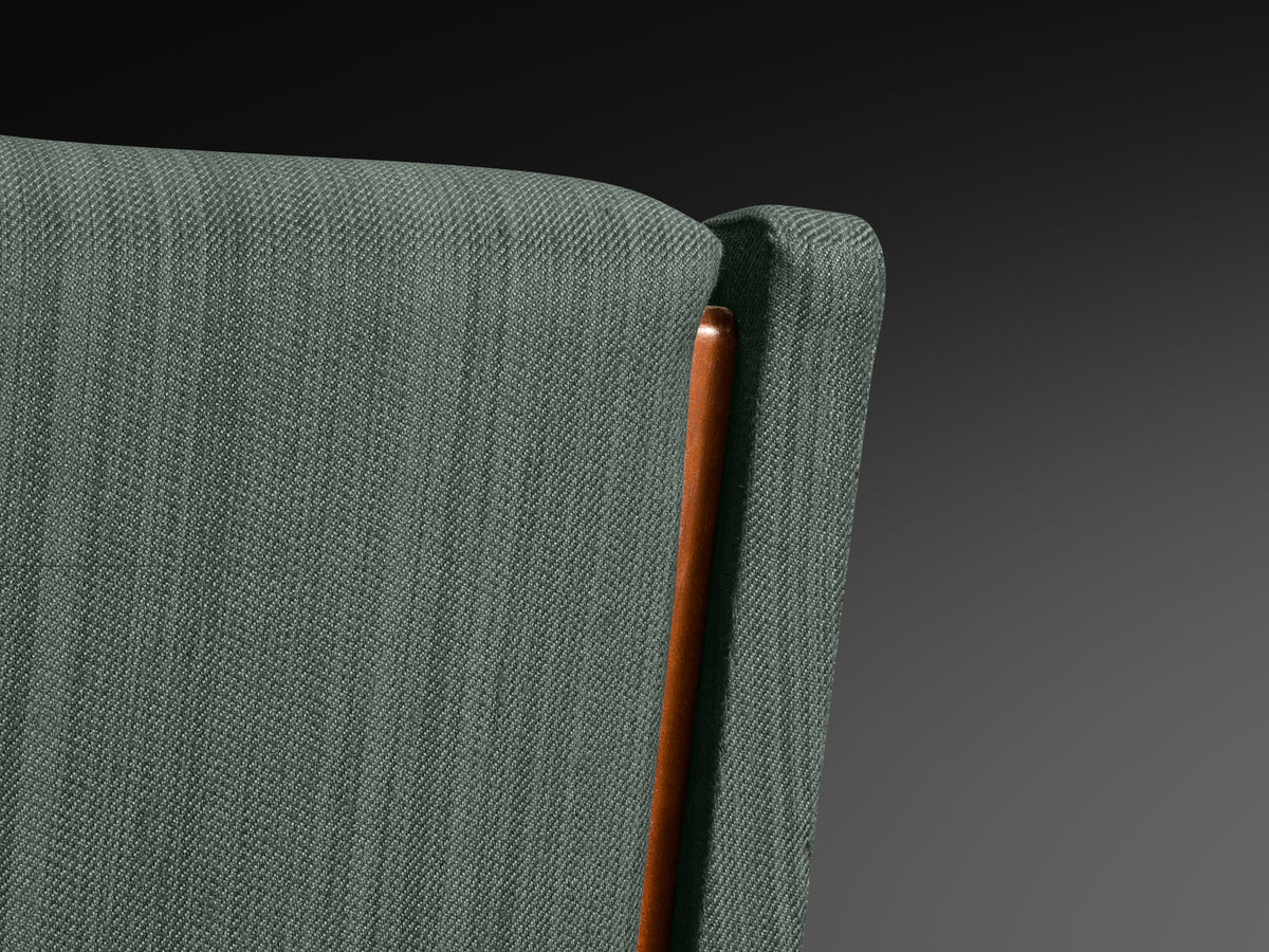 Gianfranco Frattini for Cassina Lounge Chair in Green Upholstery and Teak Seating Morentz