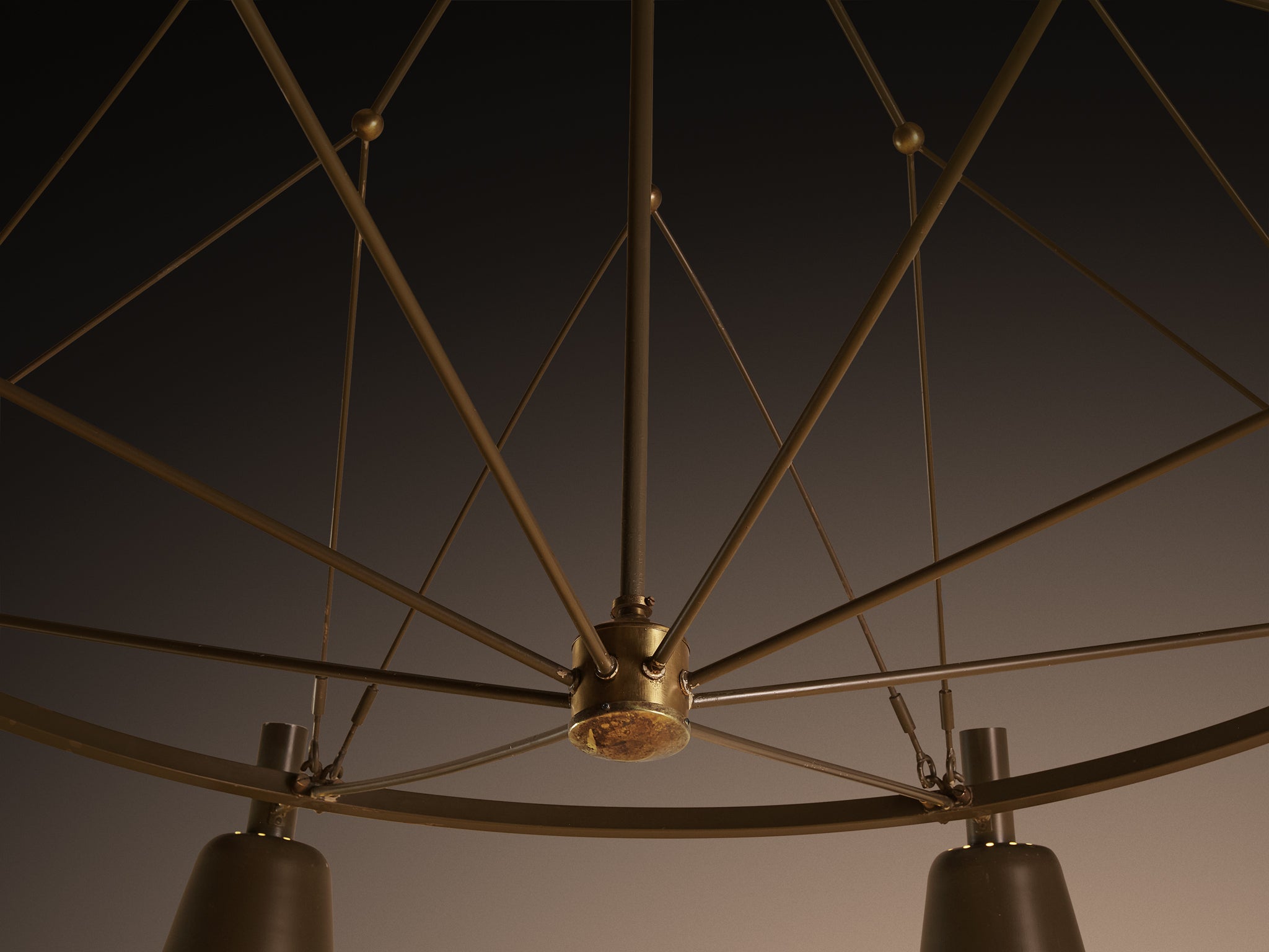 Large Mid-century Dutch Chandelier in Metal and Brass 270cm/106in