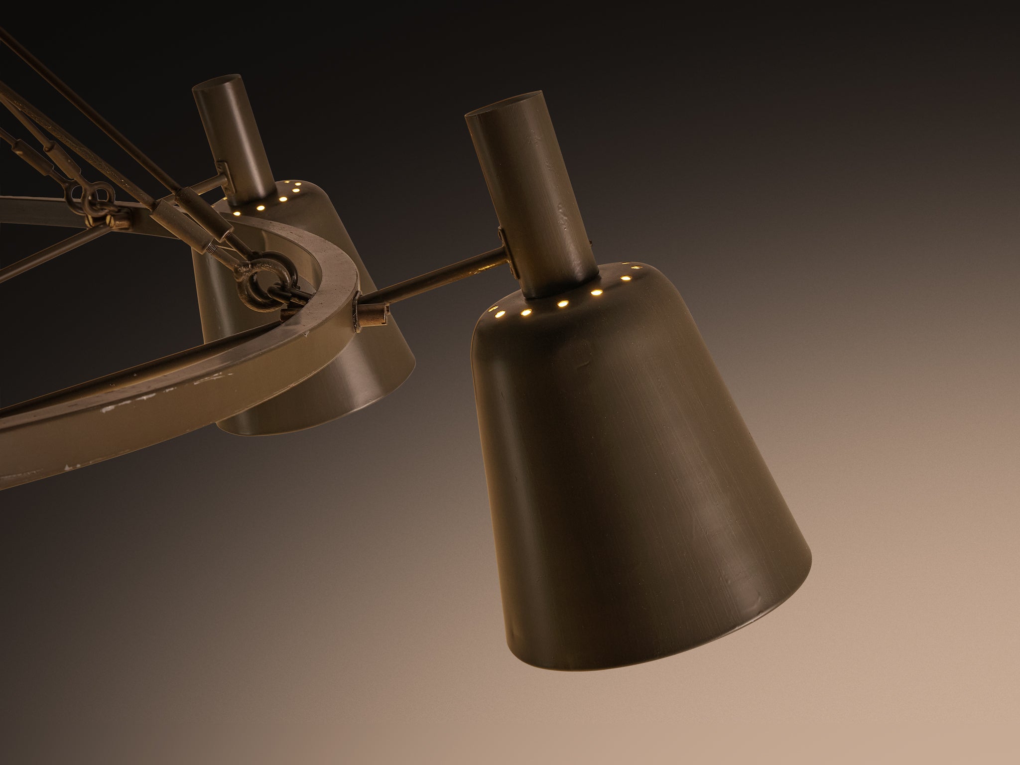 Large Mid-century Dutch Chandelier in Metal and Brass 270cm/106in