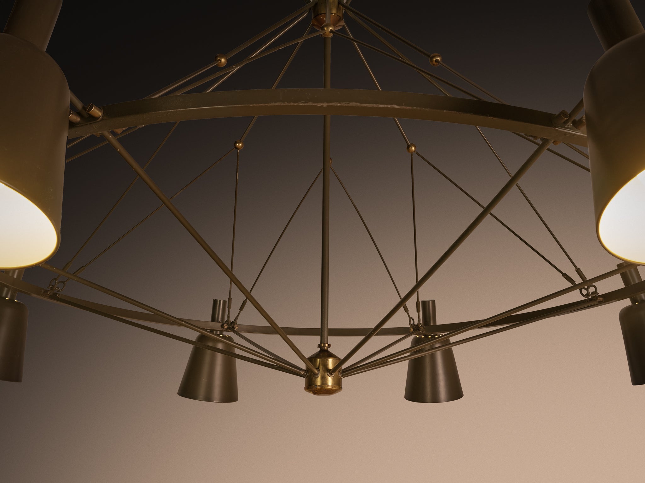Large Mid-century Dutch Chandelier in Metal and Brass 270cm/106in