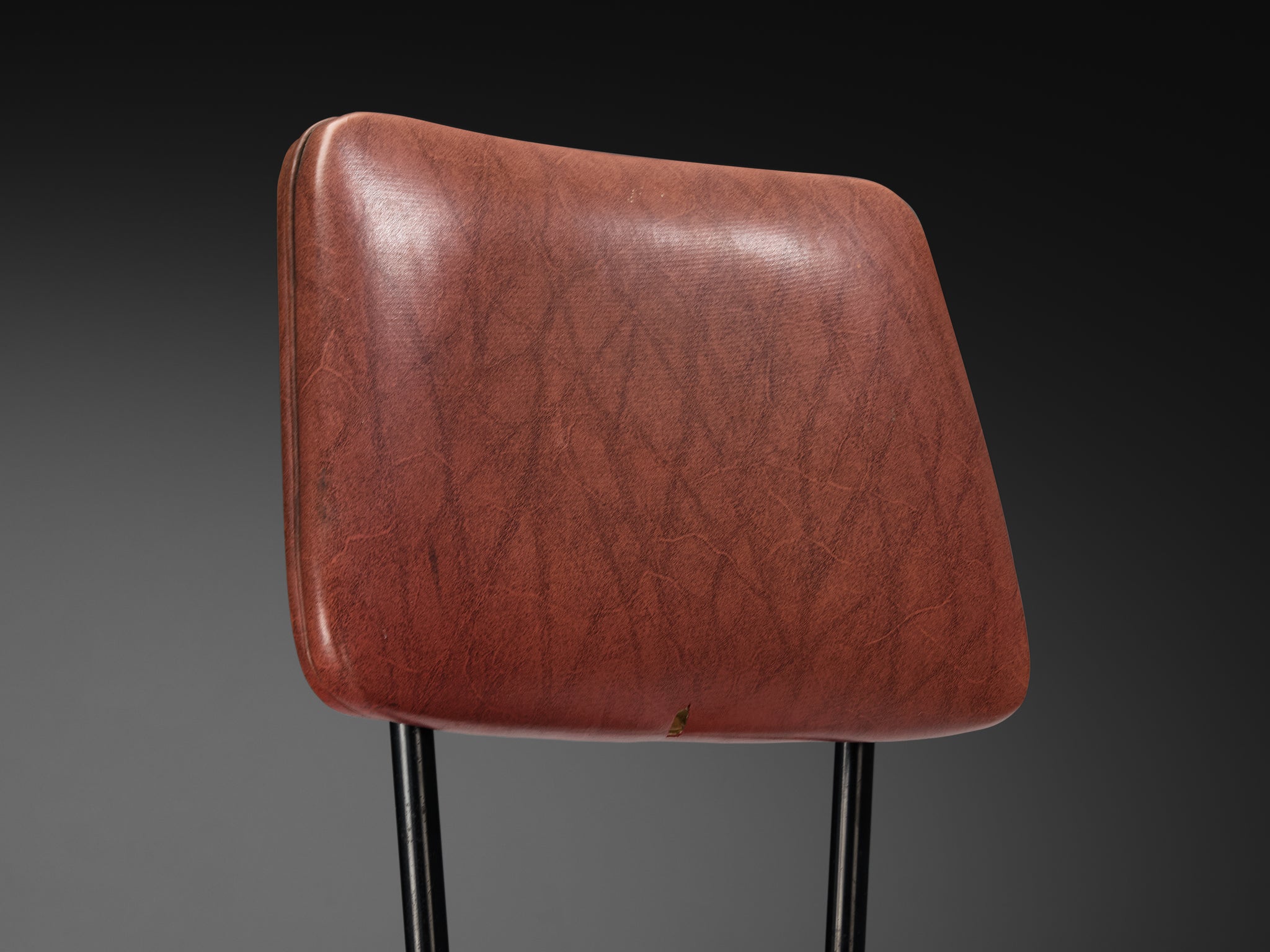 Mid-century Modern Set of Eight Italian Dining Chairs with Brass Feet Seating Morentz