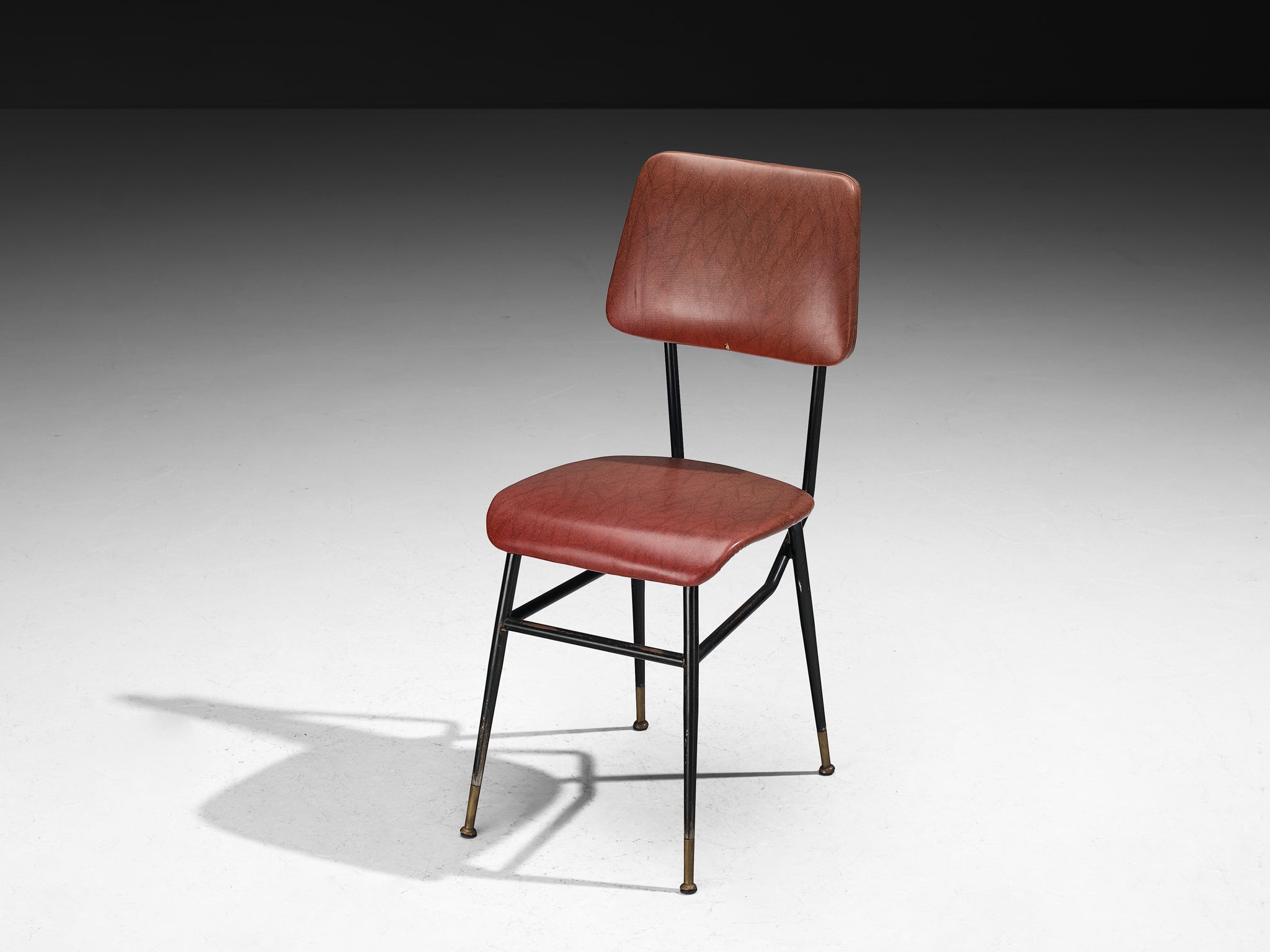 Mid-century Modern Set of Eight Italian Dining Chairs with Brass Feet Seating Morentz