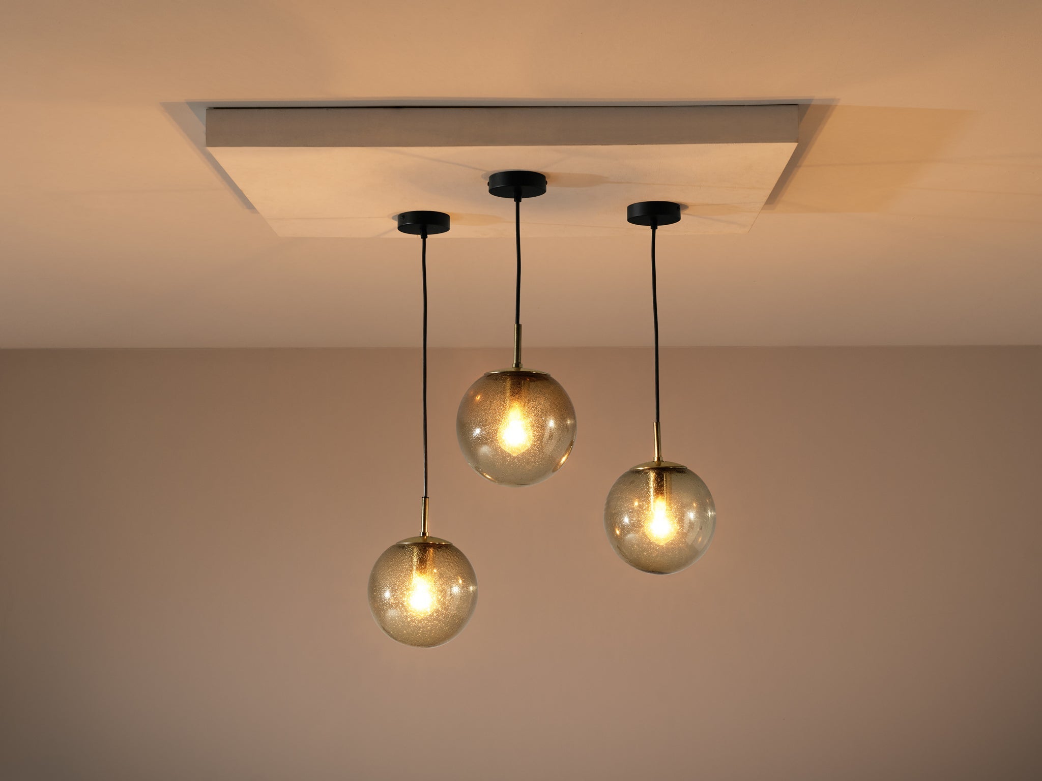 RAAK Pendant in Smoked Pulegoso Glass and Brass lighting Morentz