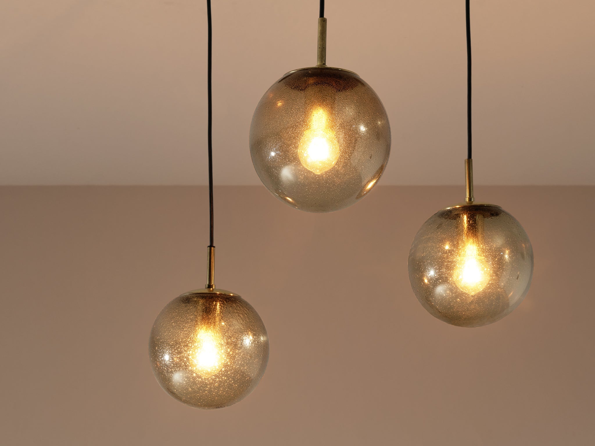 RAAK Pendant in Smoked Pulegoso Glass and Brass lighting Morentz