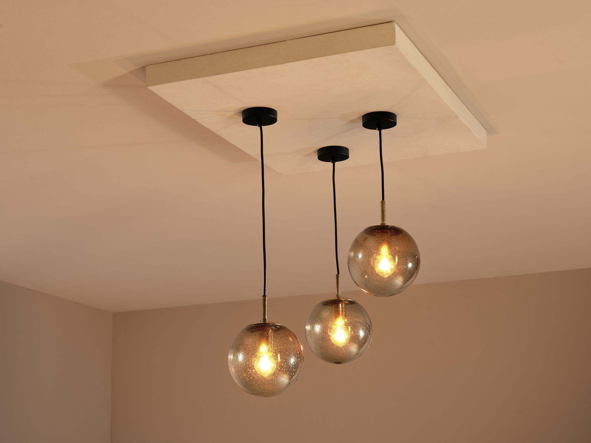 RAAK Pendant in Smoked Pulegoso Glass and Brass lighting Morentz