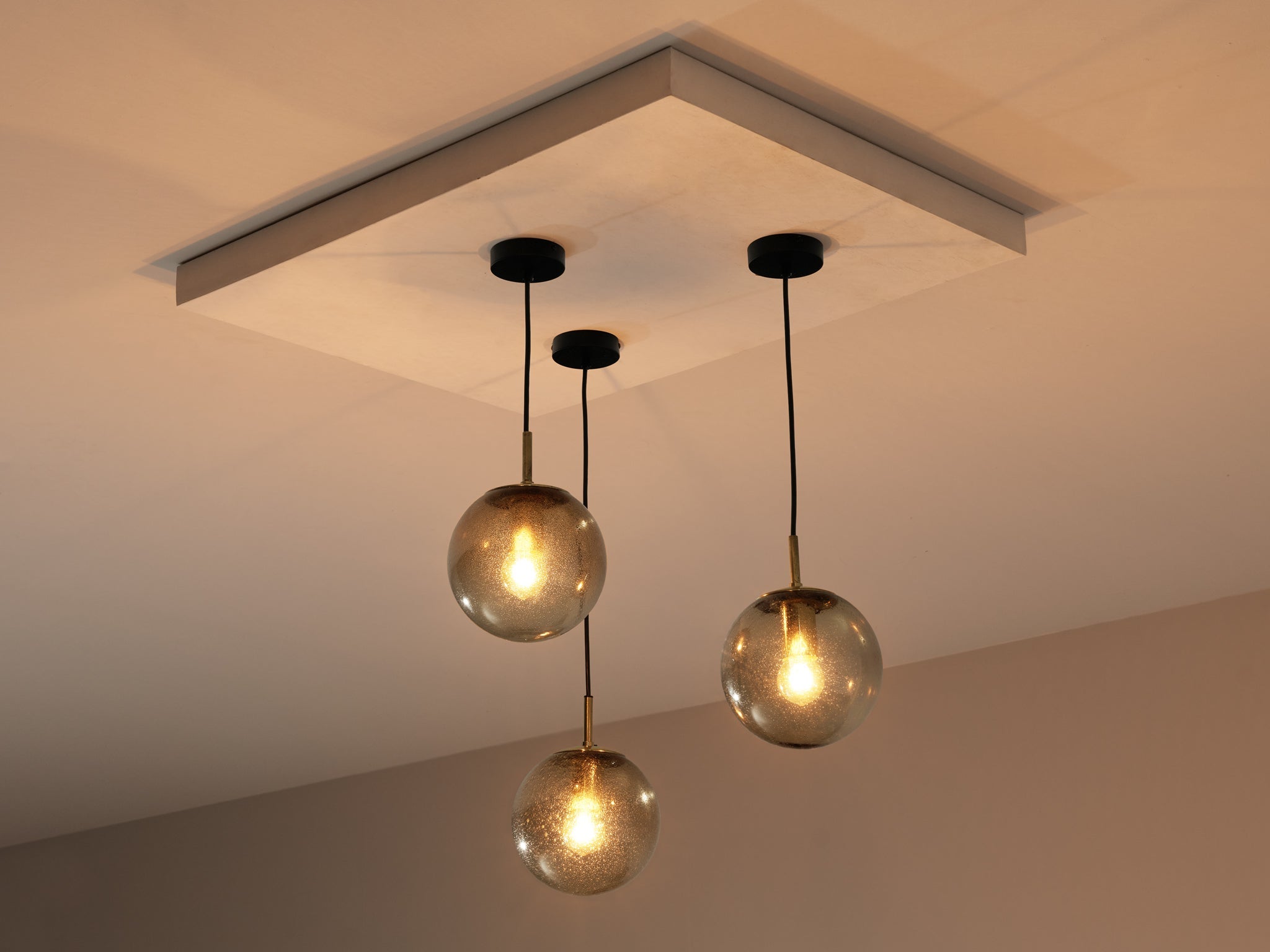 RAAK Pendant in Smoked Pulegoso Glass and Brass lighting Morentz