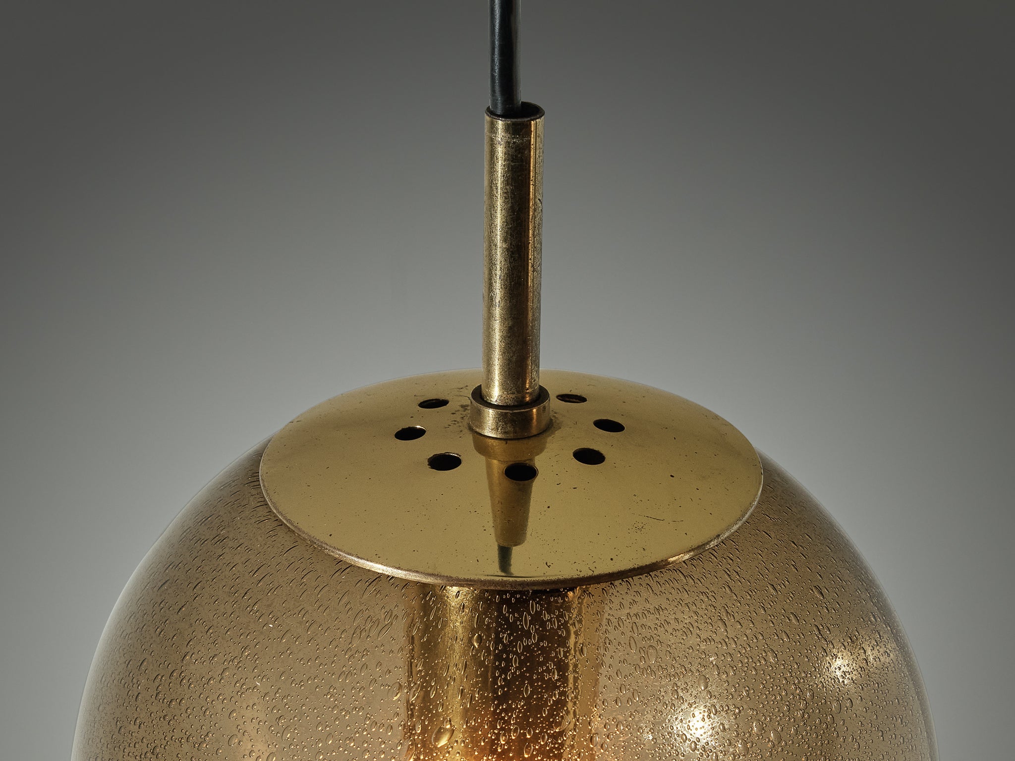 RAAK Pendant in Smoked Pulegoso Glass and Brass lighting Morentz