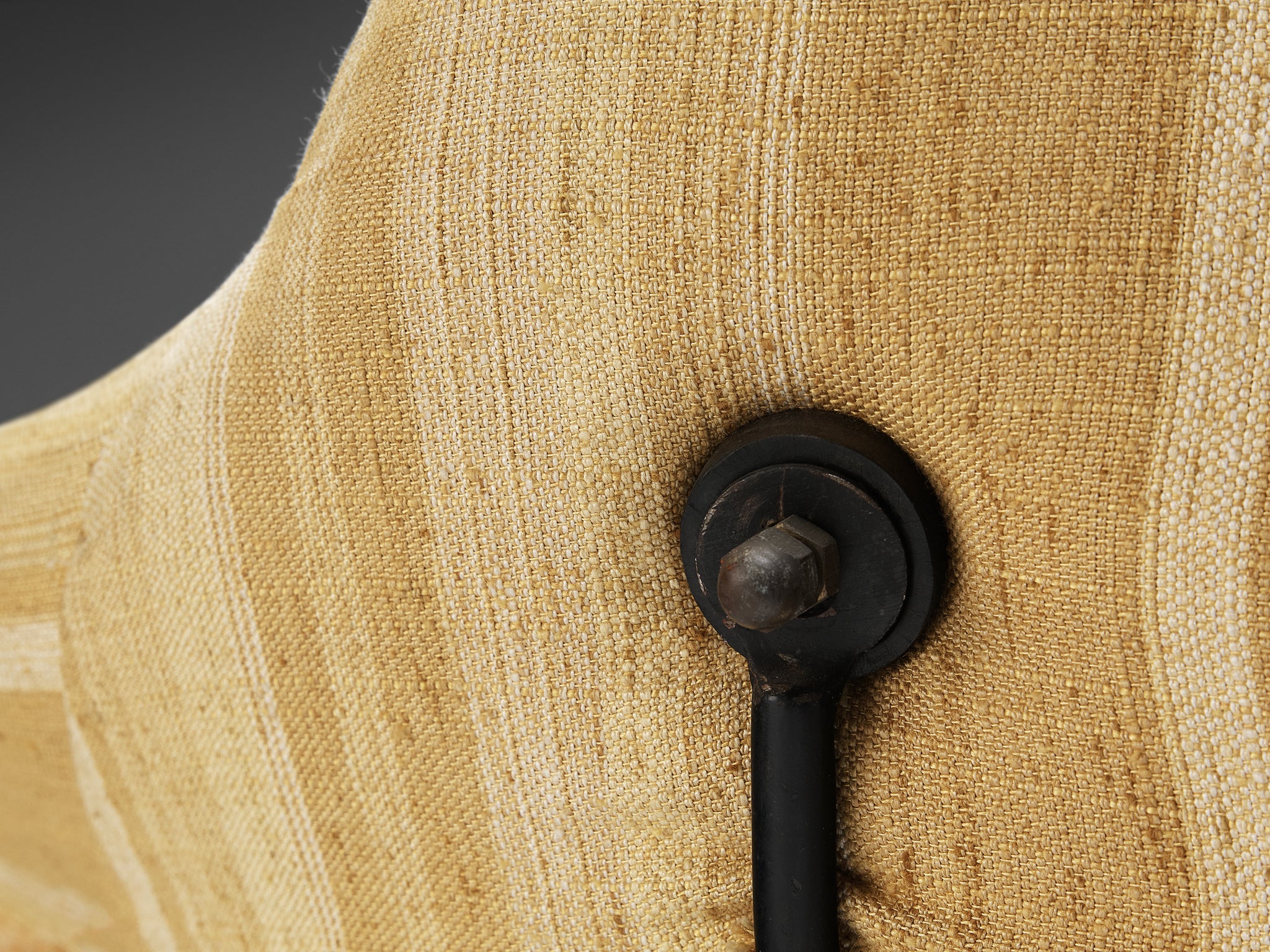 Augusto Bozzi for Saporiti Lounge Chair in Yellow Upholstery and Metal seating Morentz