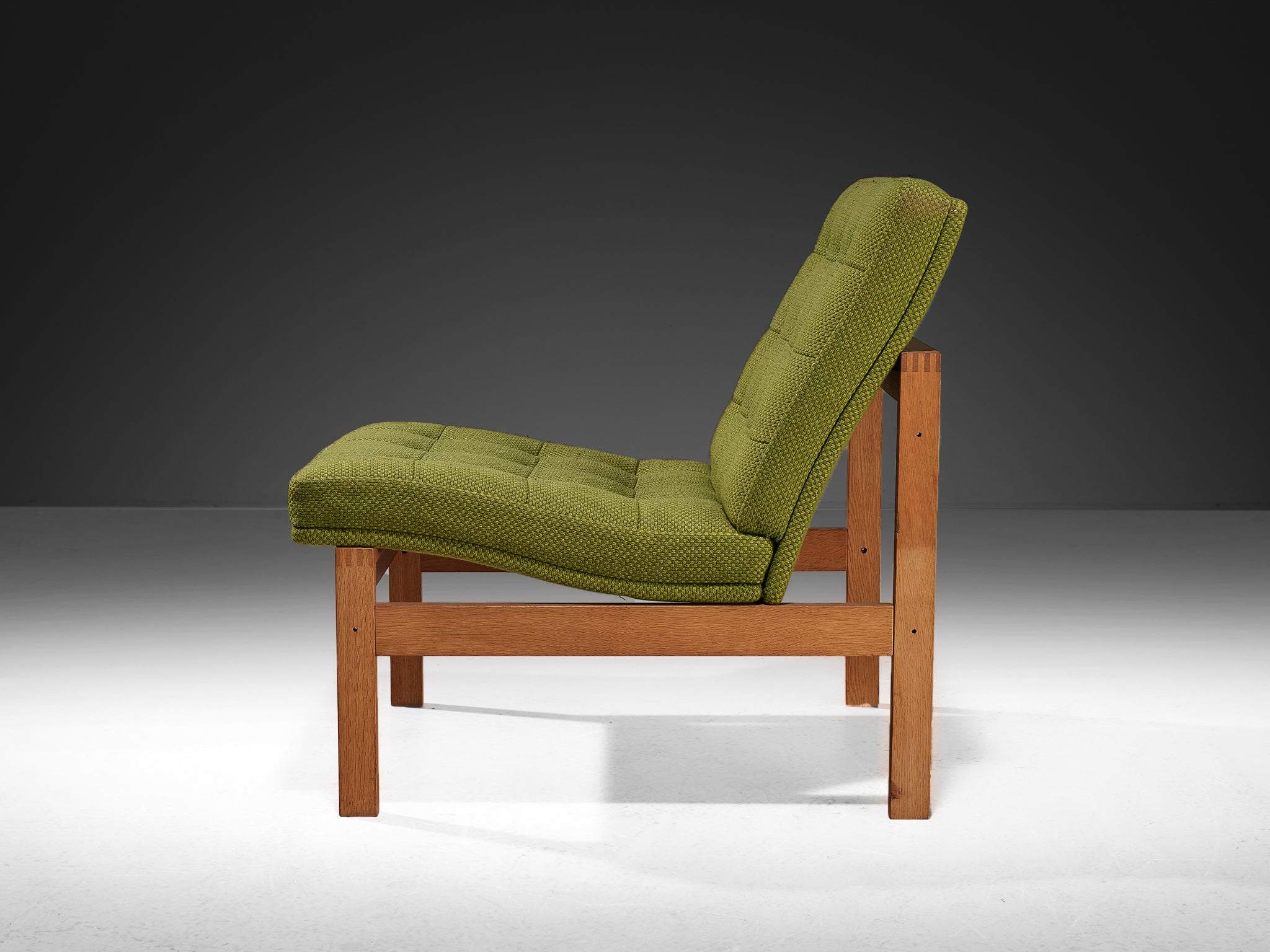 Torben Lind & Ole Gjerløv-Knudsen Easy Chair in Oak and Green Upholstery Seating Morentz