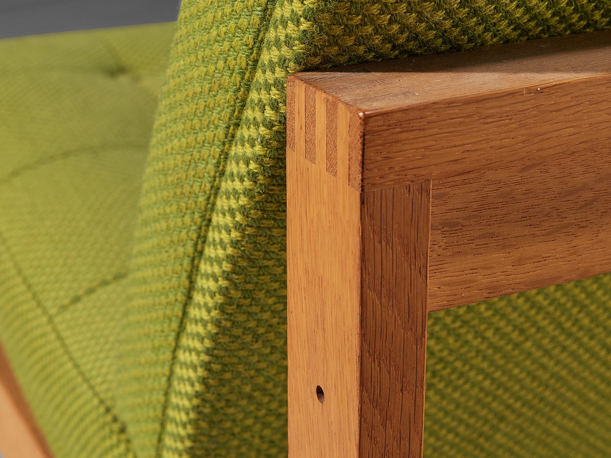 Torben Lind & Ole Gjerløv-Knudsen Easy Chair in Oak and Green Upholstery Seating Morentz