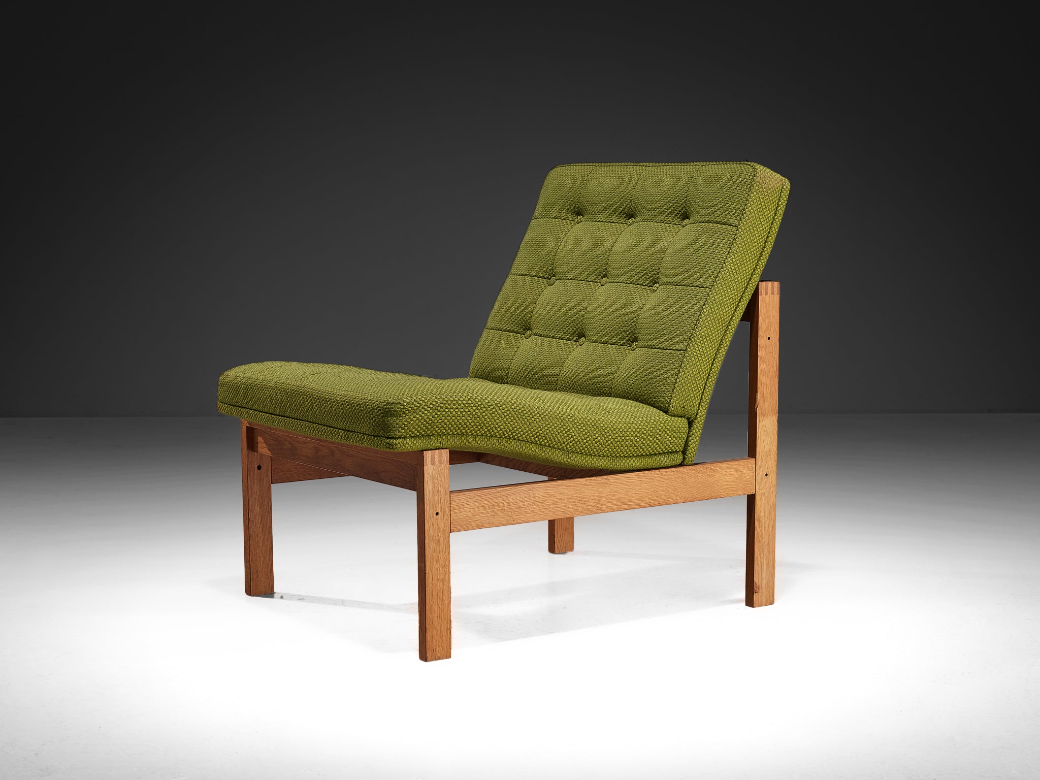 Torben Lind & Ole Gjerløv-Knudsen Easy Chair in Oak and Green Upholstery Seating Morentz