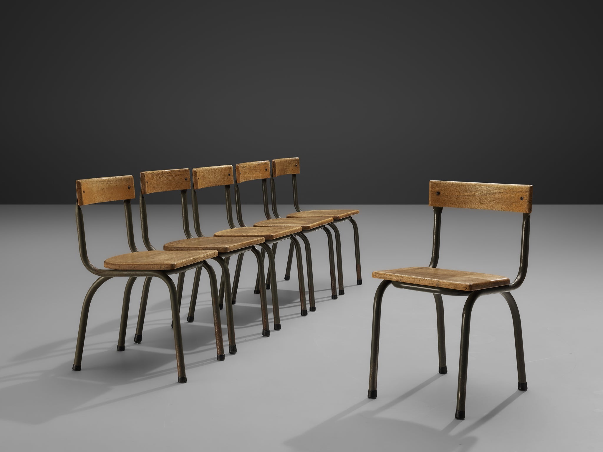 Willy Van Der Meeren for Tubax Set of Six Chairs in Solid Oak seating Morentz