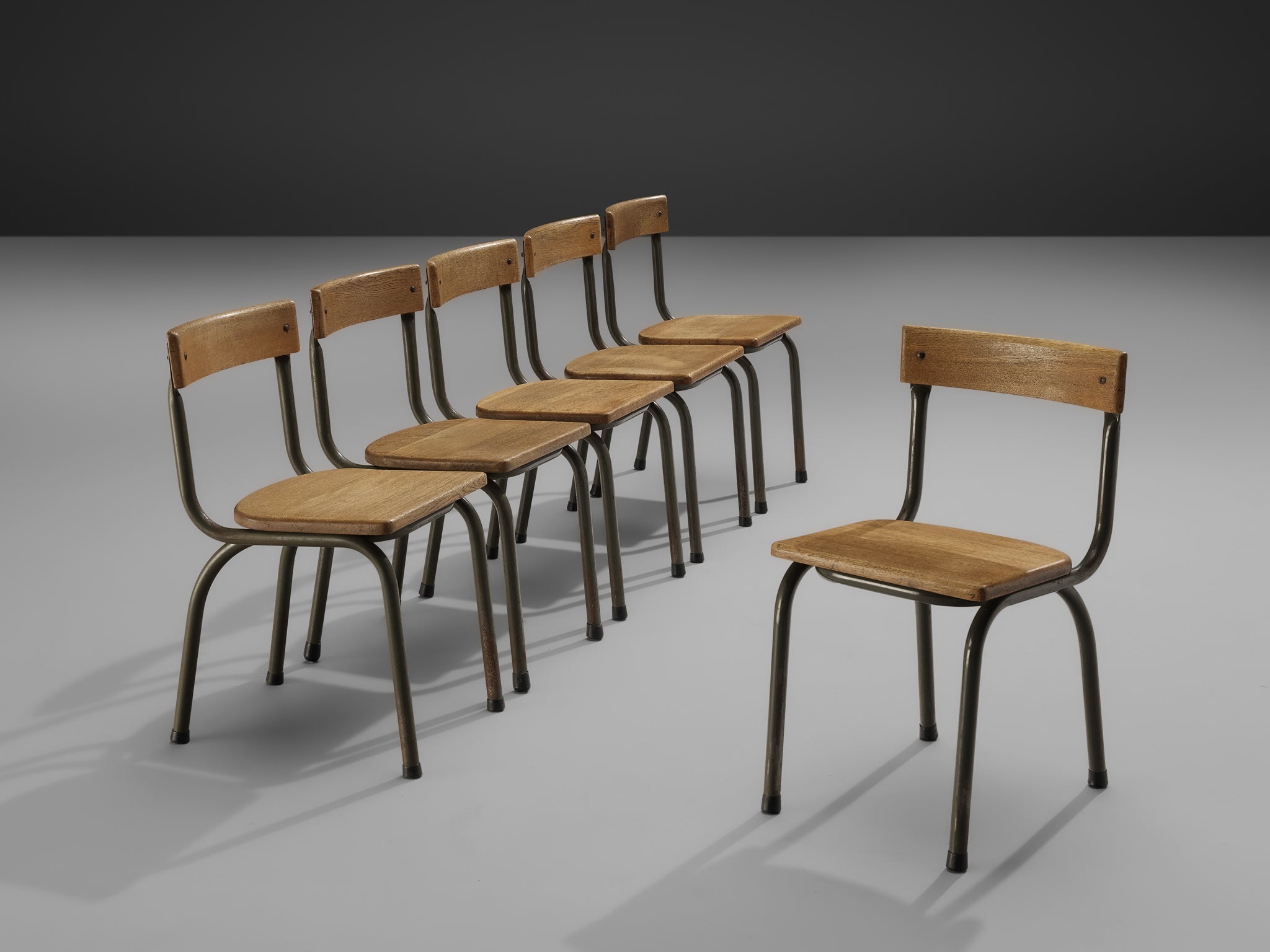 Willy Van Der Meeren for Tubax Set of Six Chairs in Solid Oak seating Morentz