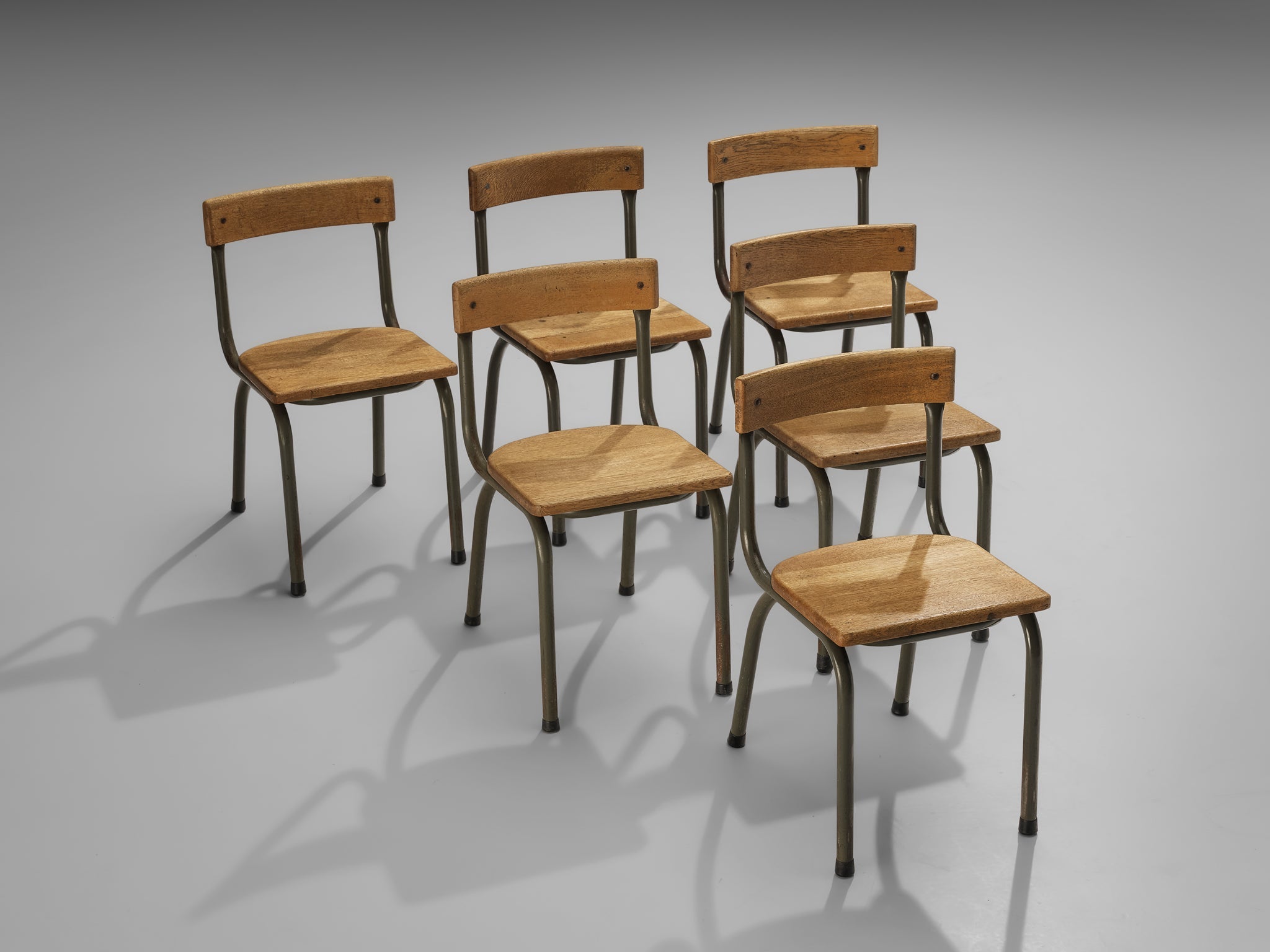 Willy Van Der Meeren for Tubax Set of Six Chairs in Solid Oak seating Morentz