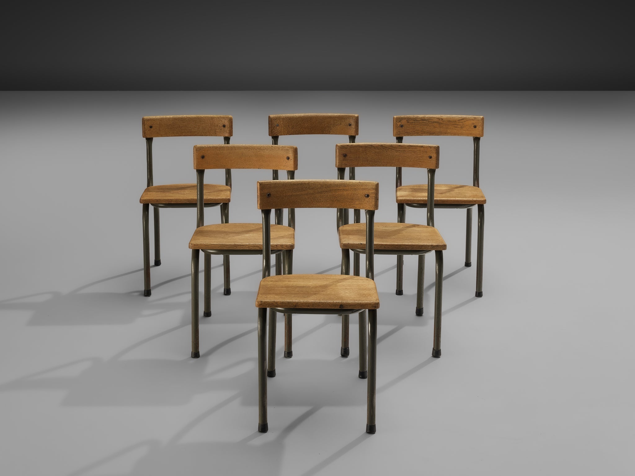 Willy Van Der Meeren for Tubax Set of Six Chairs in Solid Oak seating Morentz