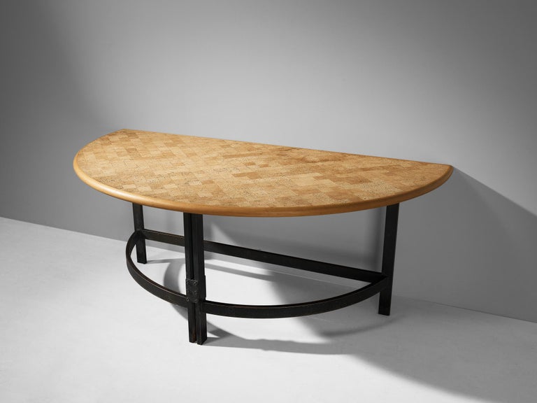 Poul Kjærholm Semicircular Table in Steel, Cork and Beech