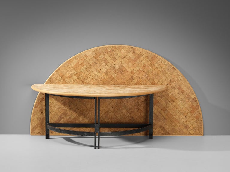 Poul Kjærholm Semicircular Table in Steel, Cork and Beech