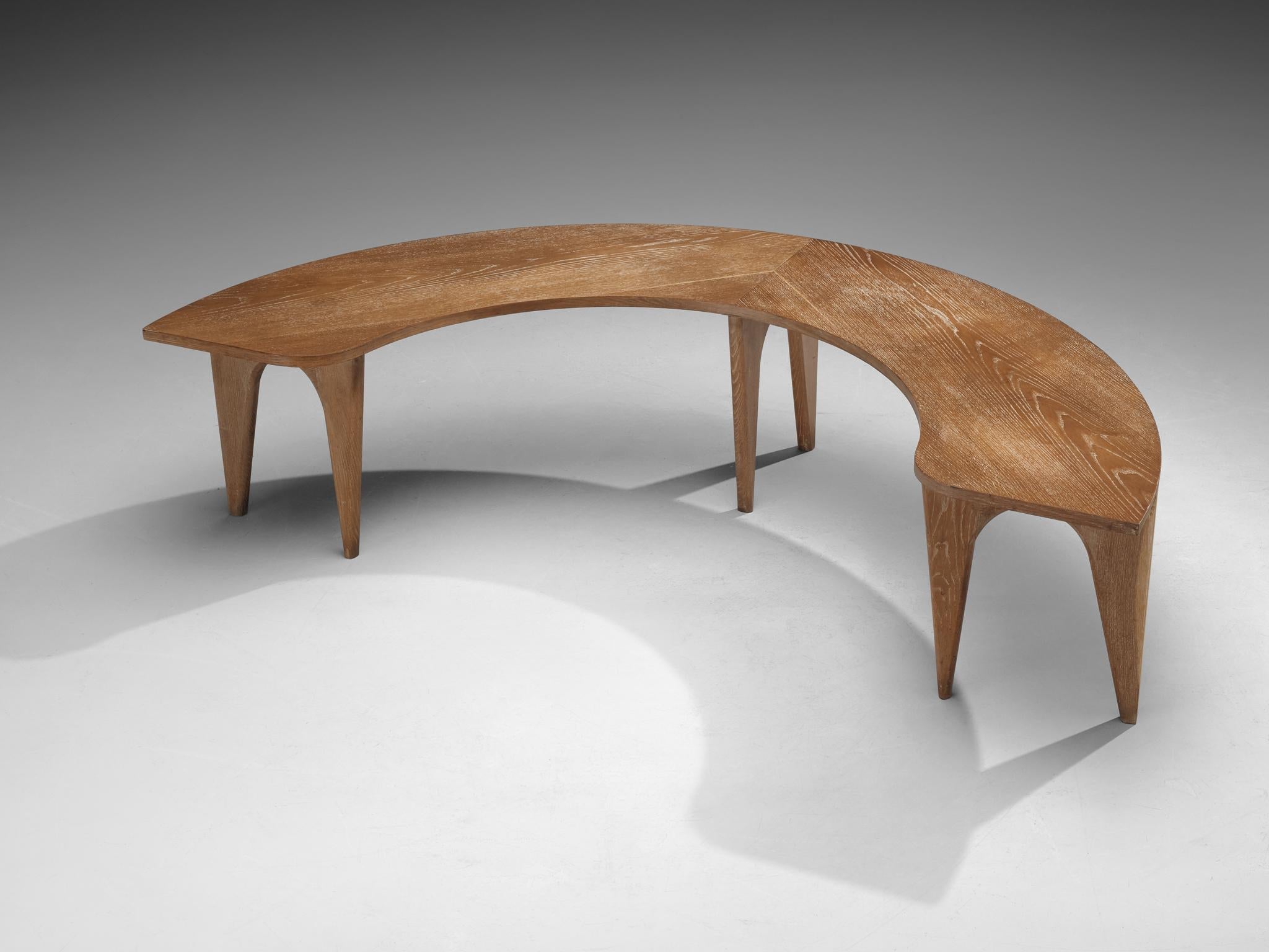 Sculptural Curved Display or Side Table in Cerused Oak tables Morentz
