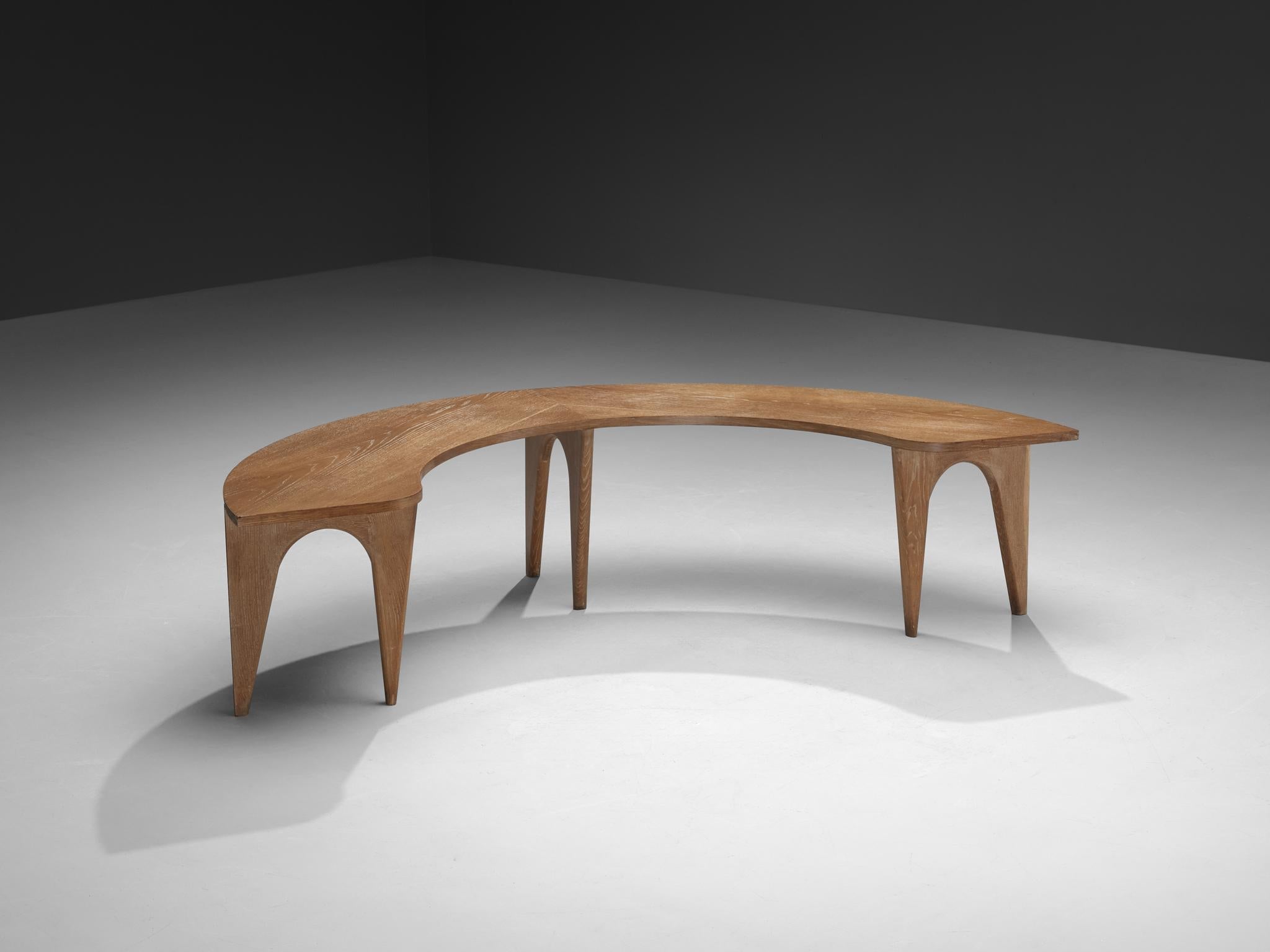 Sculptural Curved Display or Side Table in Cerused Oak tables Morentz
