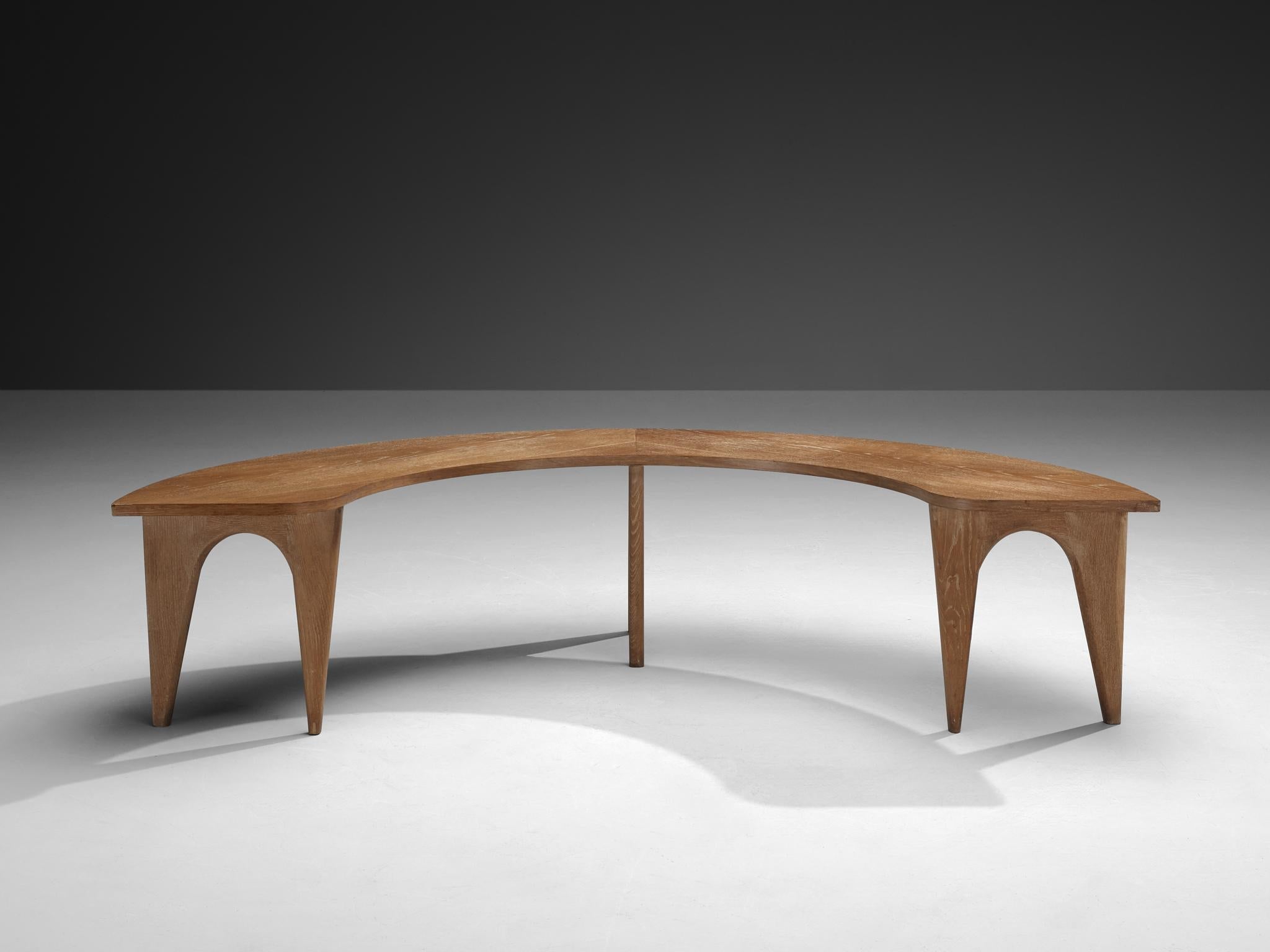 Sculptural Curved Display or Side Table in Cerused Oak tables Morentz