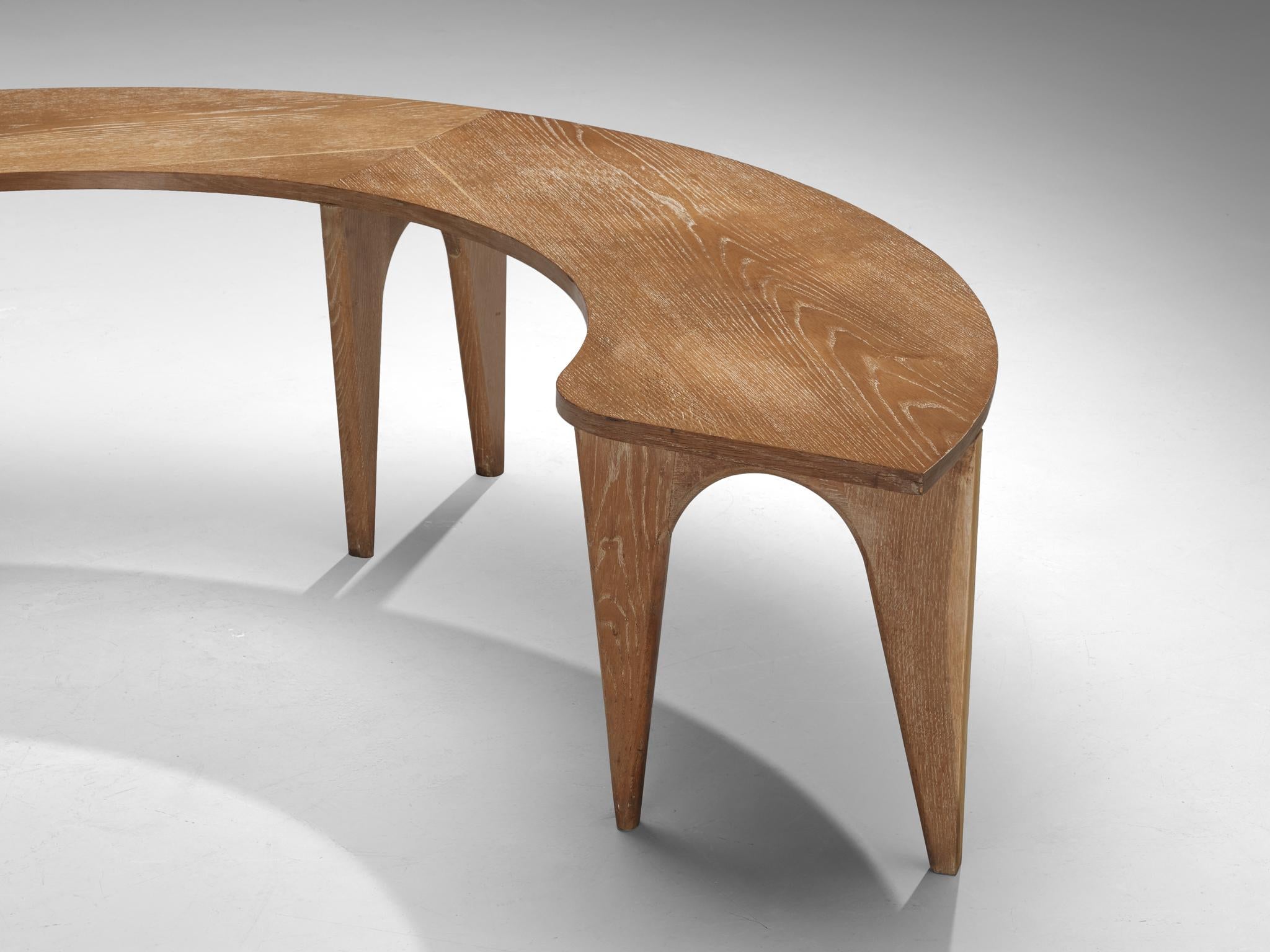 Sculptural Curved Display or Side Table in Cerused Oak tables Morentz